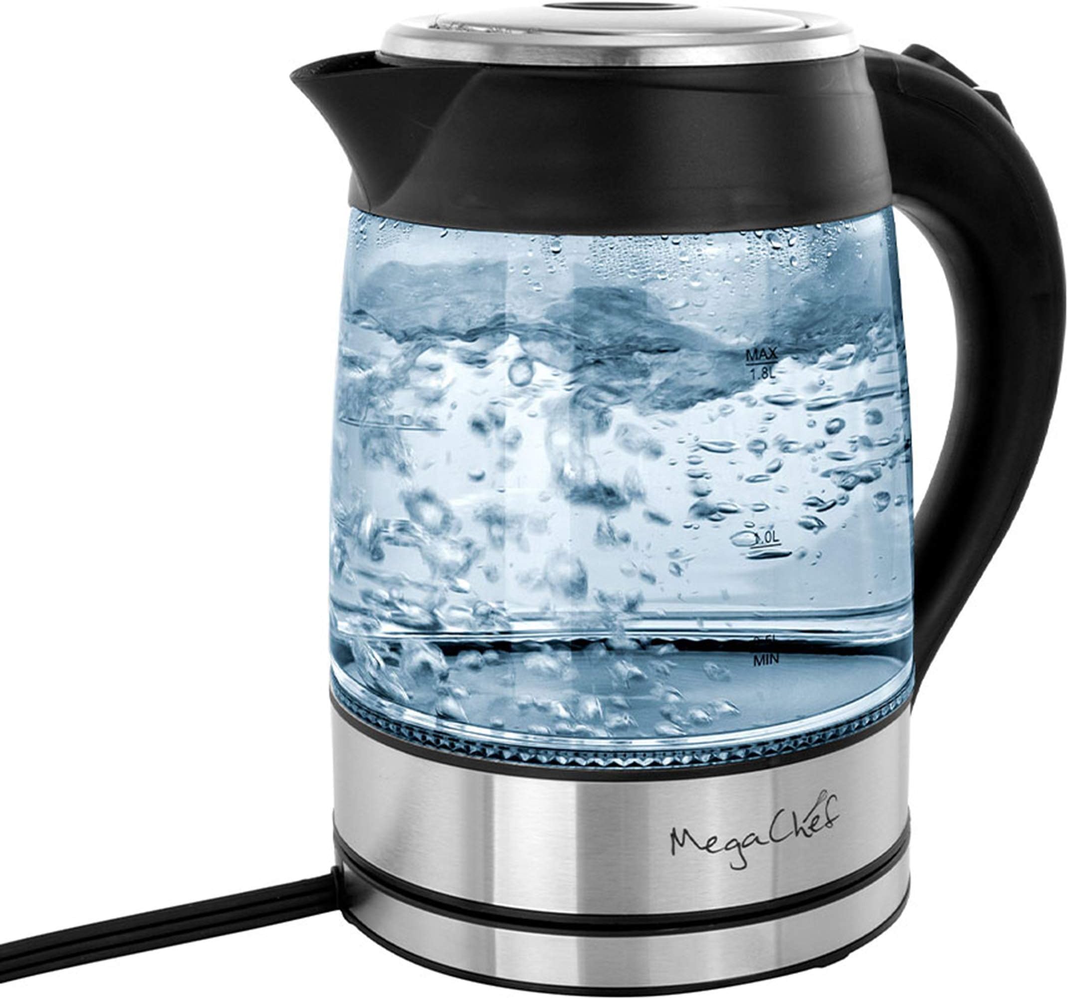 Glass and Stainless Steel Electric Tea Kettle, 1.8 L