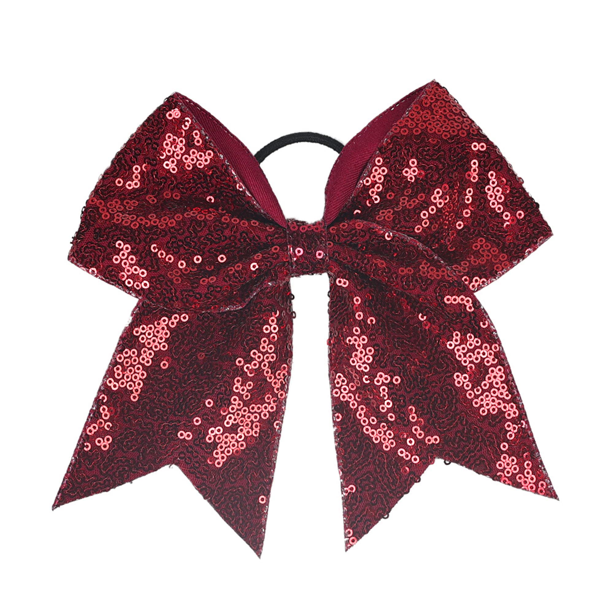 Red sequined formal event dance hair bow hair accessory‎ 12 Pieces Red Sequin Cheer Hair Bows - Large 4.7 Inch  main image 4