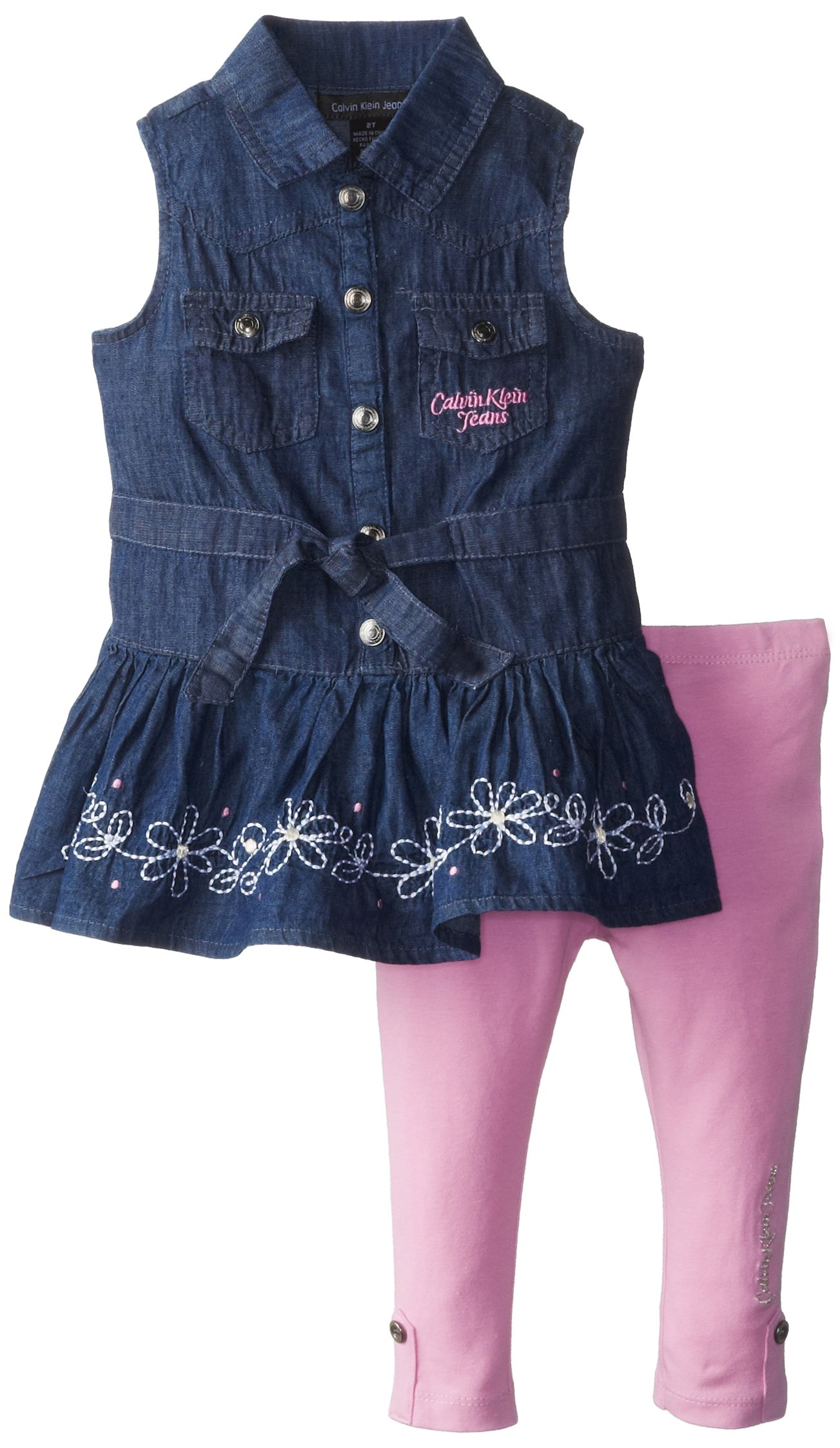 Calvin Klein Little Girls' Denim Tunic Set with Leggings