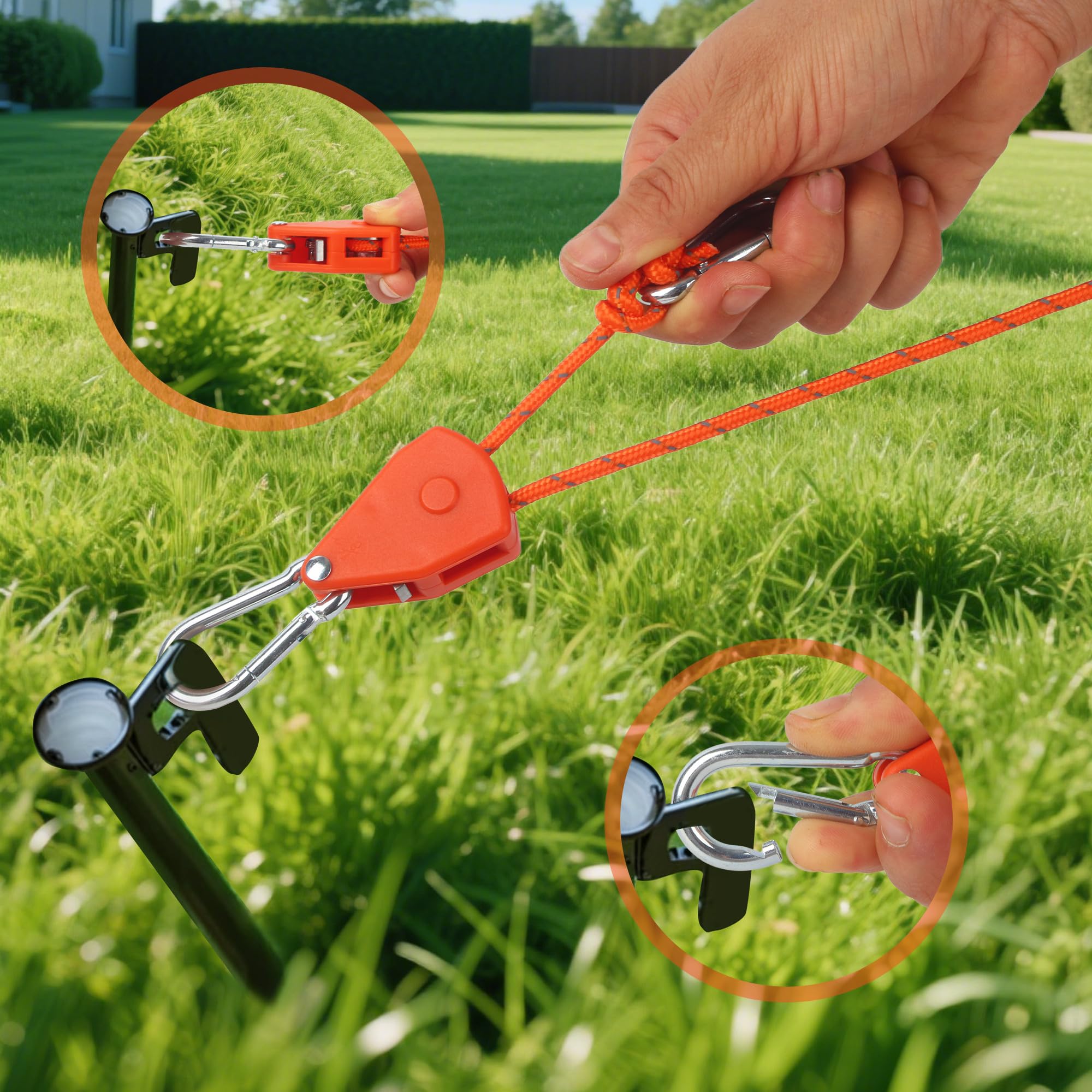 ACOMTUO 4 Pièces Tendeur De Corde à Cliquet, 4mm X 4m Corde à