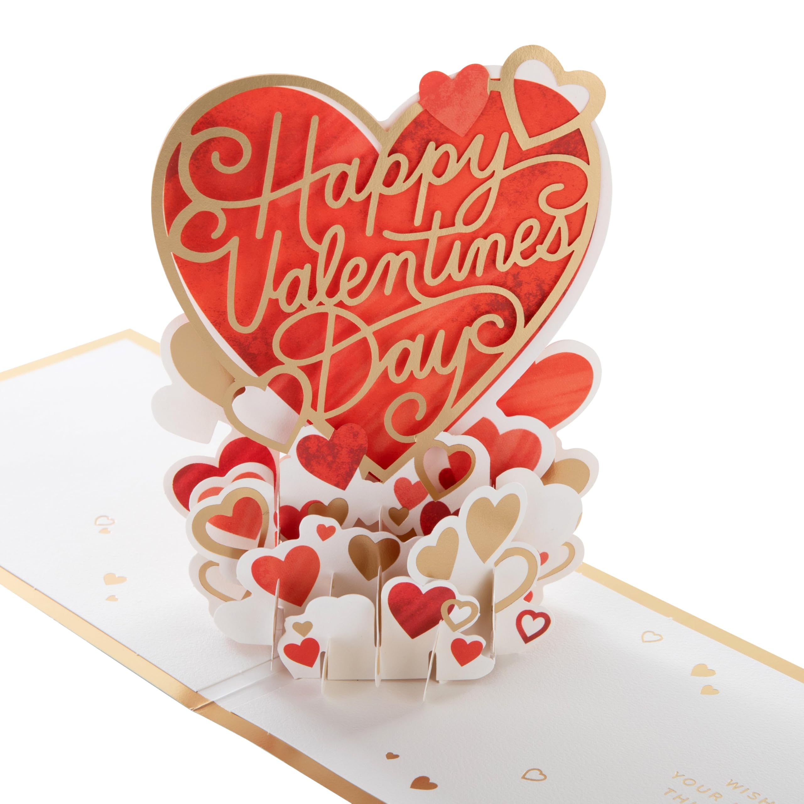 Hallmark Valentines Day Card, 3D Pop-Up, Hearts Scene Design, Red, Pink