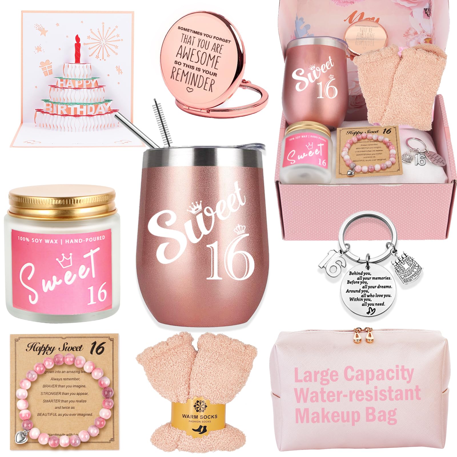 16th Birthday Gifts Girl, Happy Sweet 16 Gifts for Girls Best Friends Female Daughter Sister Her Girlfriend Coworker Bestie Birthday Unique
