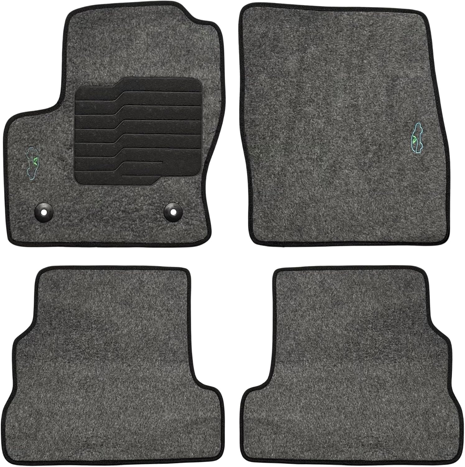 ecoMats Carpet Floor Mats Custom Fit for 2013 to 2019 Ford Escape with Anti-Slip Heel Pad and Safety Locks - Front and Rear - Gray - ecoMats