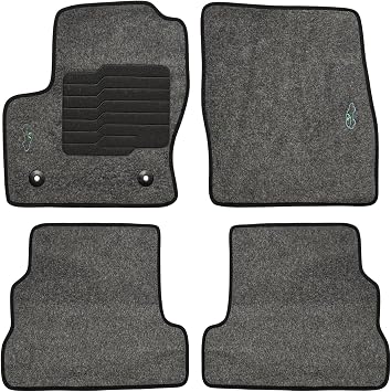 ecoMats Carpet Floor Mats Custom Fit for 2013 to 2019 Ford Escape with Anti-Slip Heel Pad and Safety Locks - Front and Rear - Gray - ecoMats
