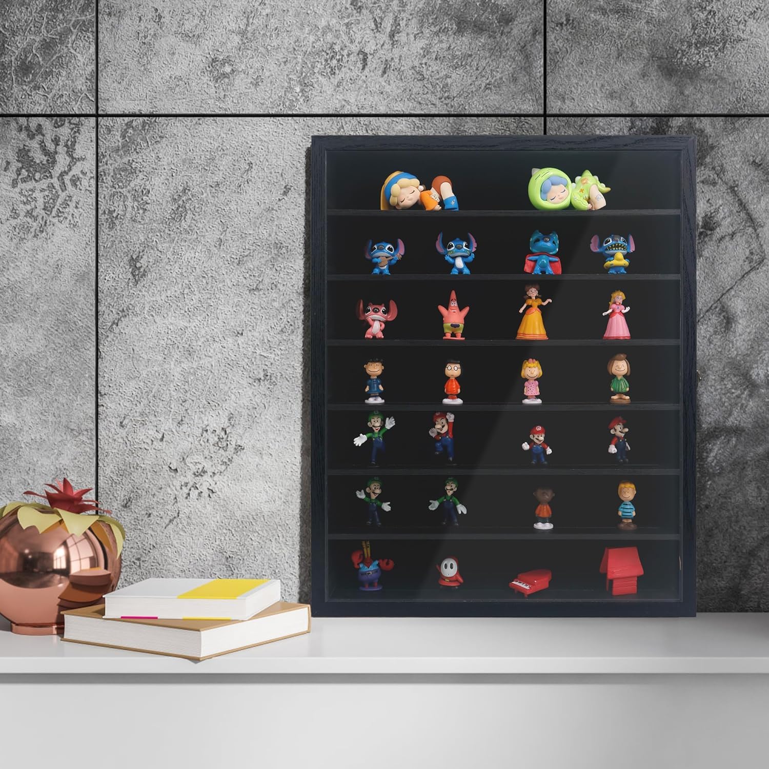 GraduationMall Marco de caja de sombra con estantes extraíbles, caja de memoria profunda negra de 16 x 20 pulgadas, vitrina para medallas militares, flores, recuerdos coleccionables