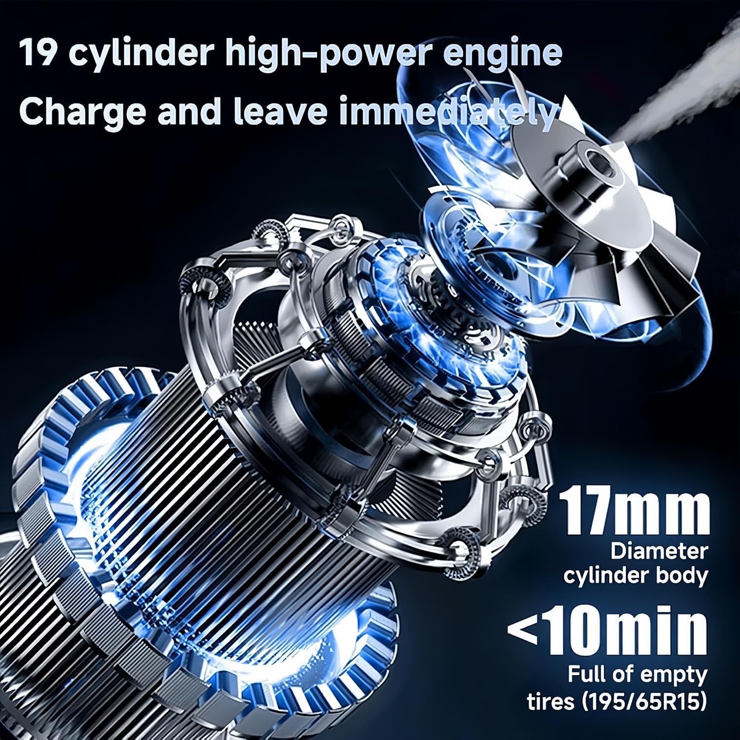 5-in-1 Cordless Car Vacuum and Tire Inflator with Digital Gauge LED Light, Rechargeable 150PSI/10.5Bar Auto-Stop Air Pump, Suction, Blowing, Inflatable, Brushing, Lighting 5 in 1 (Black)