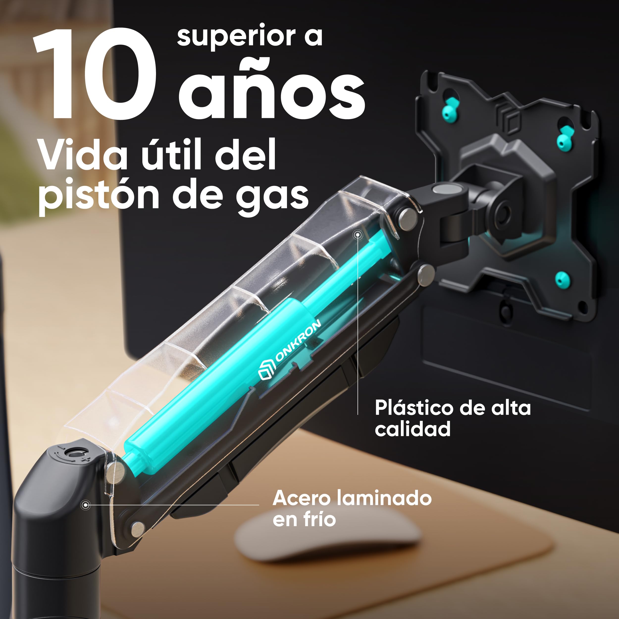 ONKRON Soporte Monitor Doble Brazo para Pantallas 13-32¨Soporte 2 Monitores con VESA 75/100mm, Muelle de Gas de hasta 2 x 8kg, Inclinación Giratorio Rotación con Ajuste de Altura, Negro G160