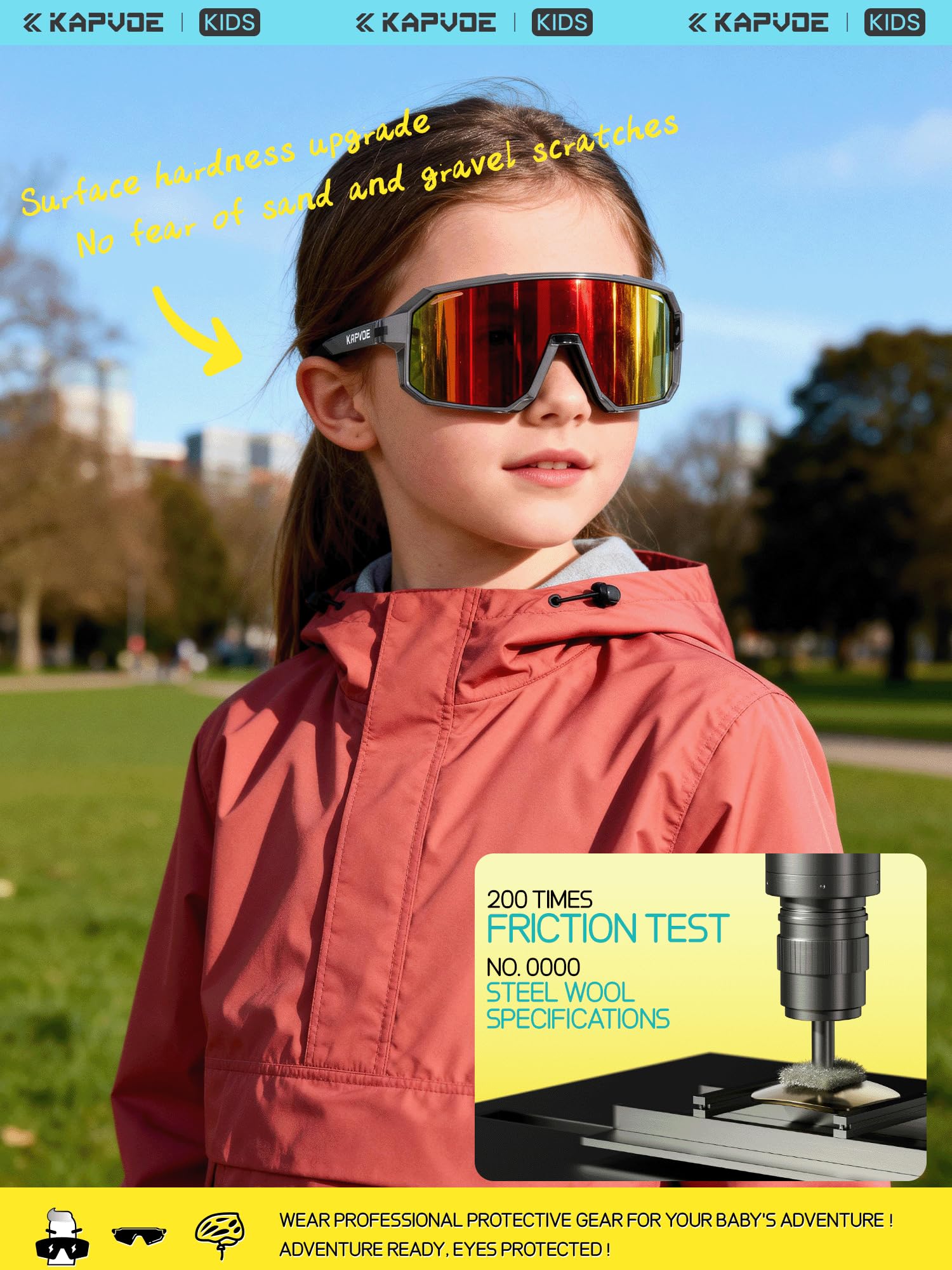 KAPVOE Polarisiert Kinder Sonnenbrille Jugend Fahrradbrille Softball Baseball Tennis TR90 Rahmen UV400 Schutz K9029