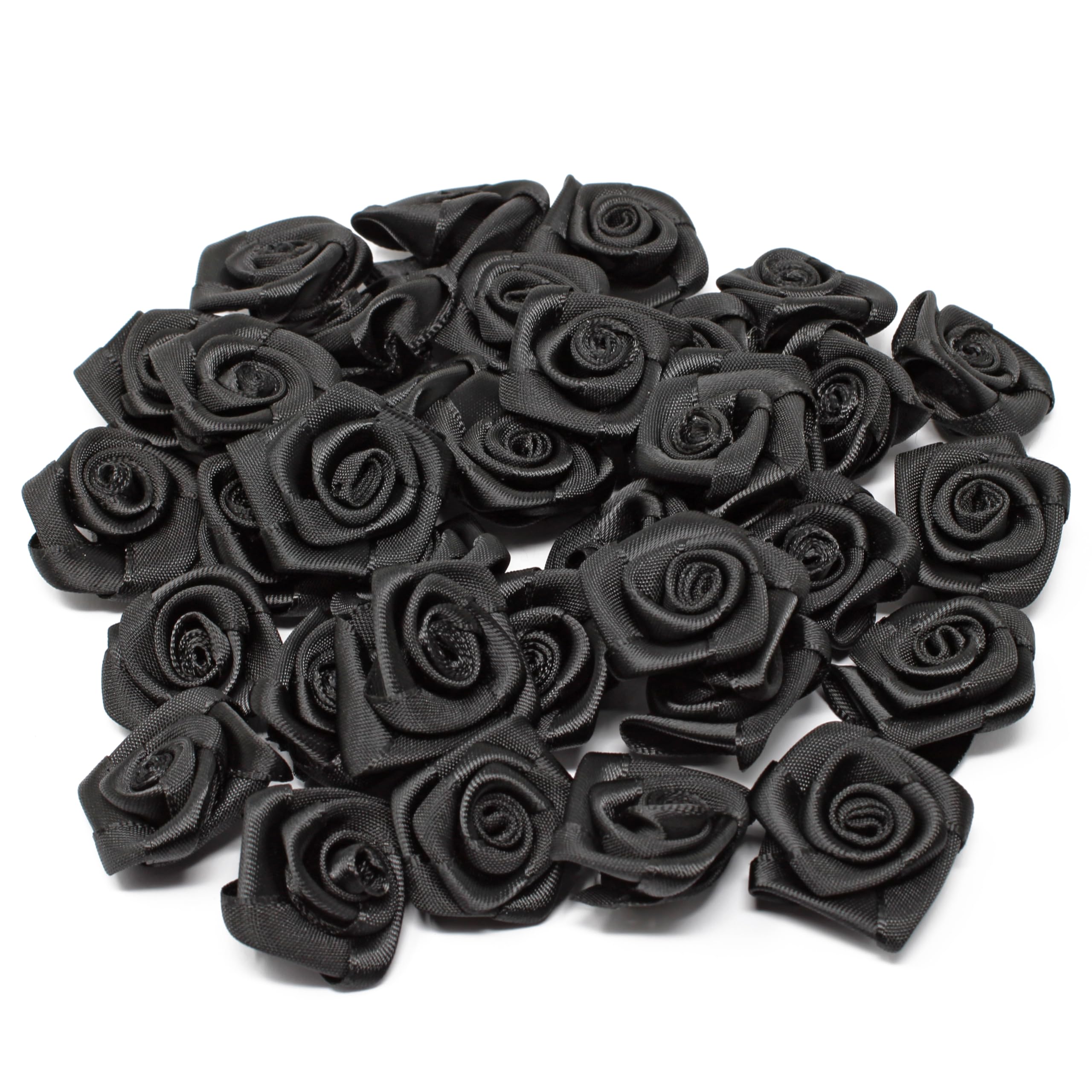 Wedding Touches Black 25Mm Satin Ribbon Rose Flowers Decorative Craft Flowers (10)