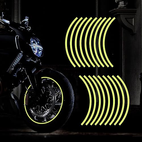 TOMALL 18 calcomanías reflectantes de 16 a 19 pulgadas de largo para llantas de motocicleta, automóvil, ciclismo, bicicleta, noche, decoración de