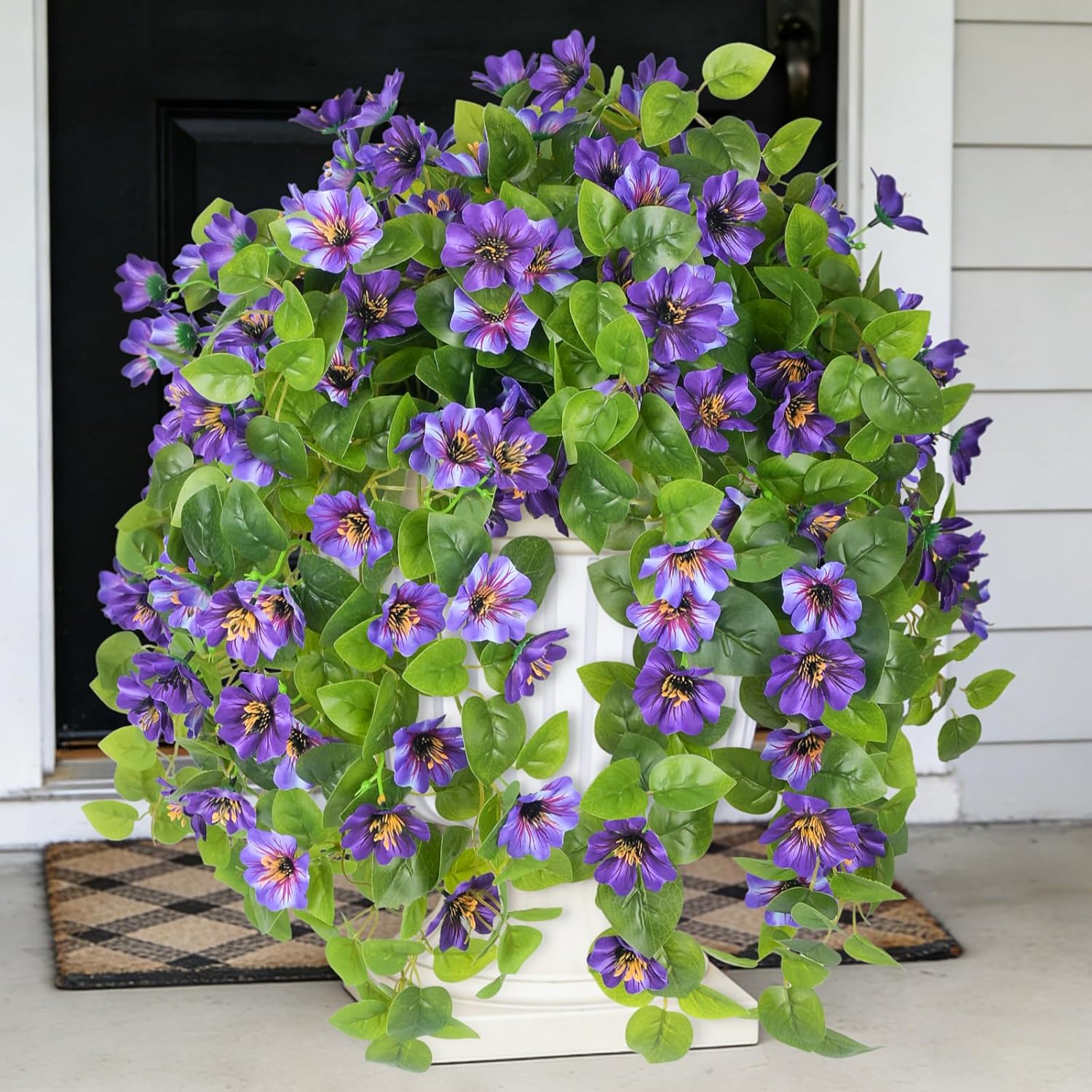 Hrobek Fake Artificial Flowers Hanging for Outdoors Decor, 2 Bundles UV Resistant Faux Silk Flowers for Planters Porch Patio Window Yard Balcony Fence Decoration