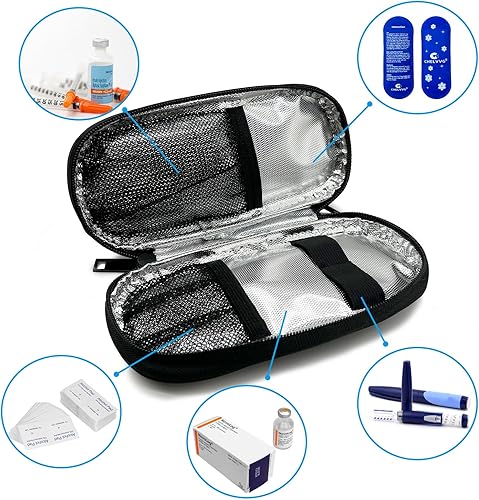 Miniatura 3 de Estuche de viaje enfriador de insulina, organizador de medicamentos para diabéticos, funda de transporte de refrigeración para bolígrafo de