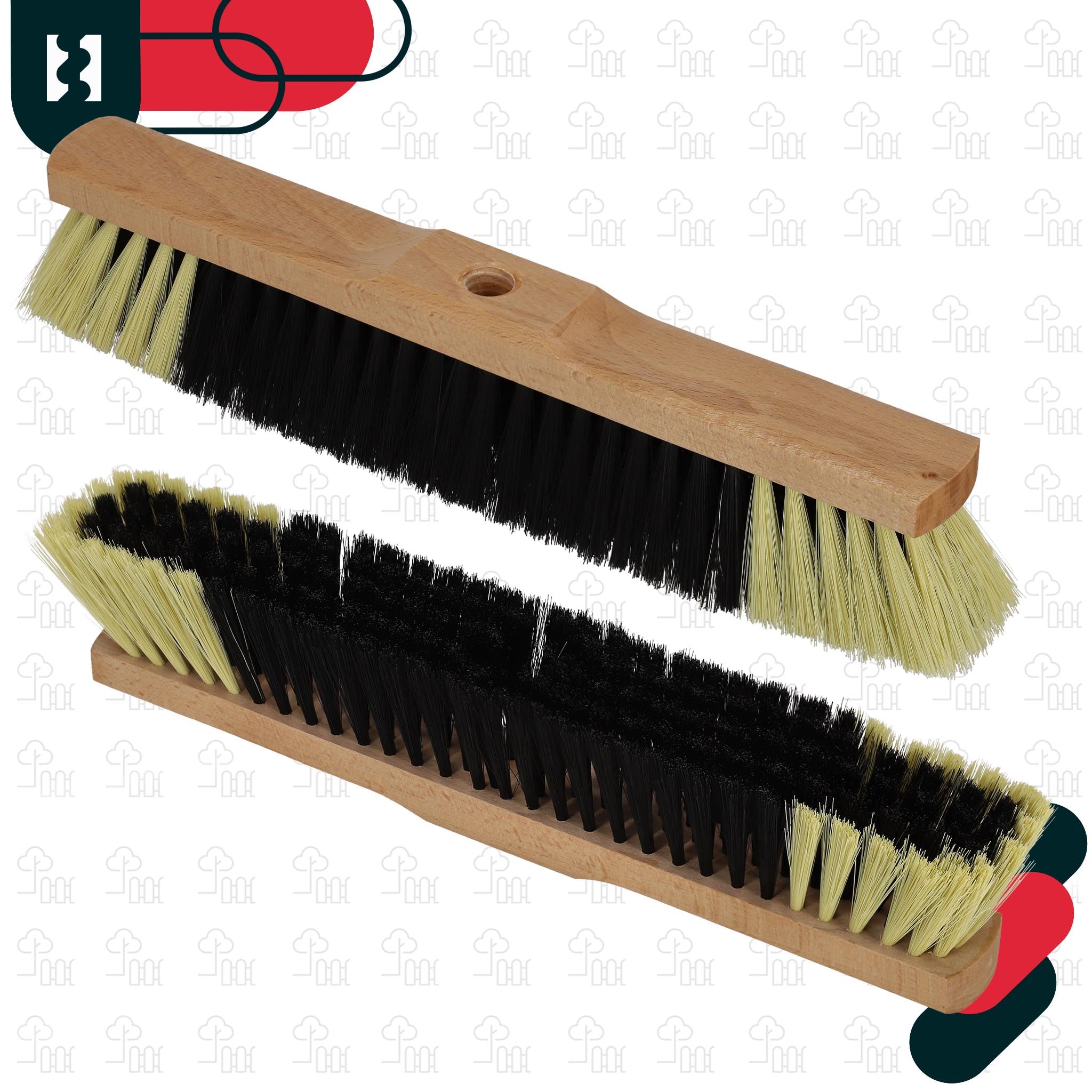 KOTARBAU® Zamiatacz Nylonowy Podłogowy - 40 CM - Szczotka do Kostki - Miotła Drewniana do Liści