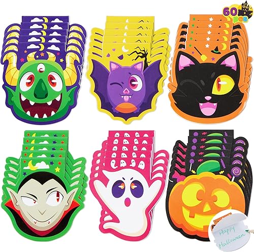 JOYIN Juego de 60 bloc de notas de Halloween en 6 diseños, personajes espeluznantes de Halloween, mini cuadernos para niños y niñas, suministros de