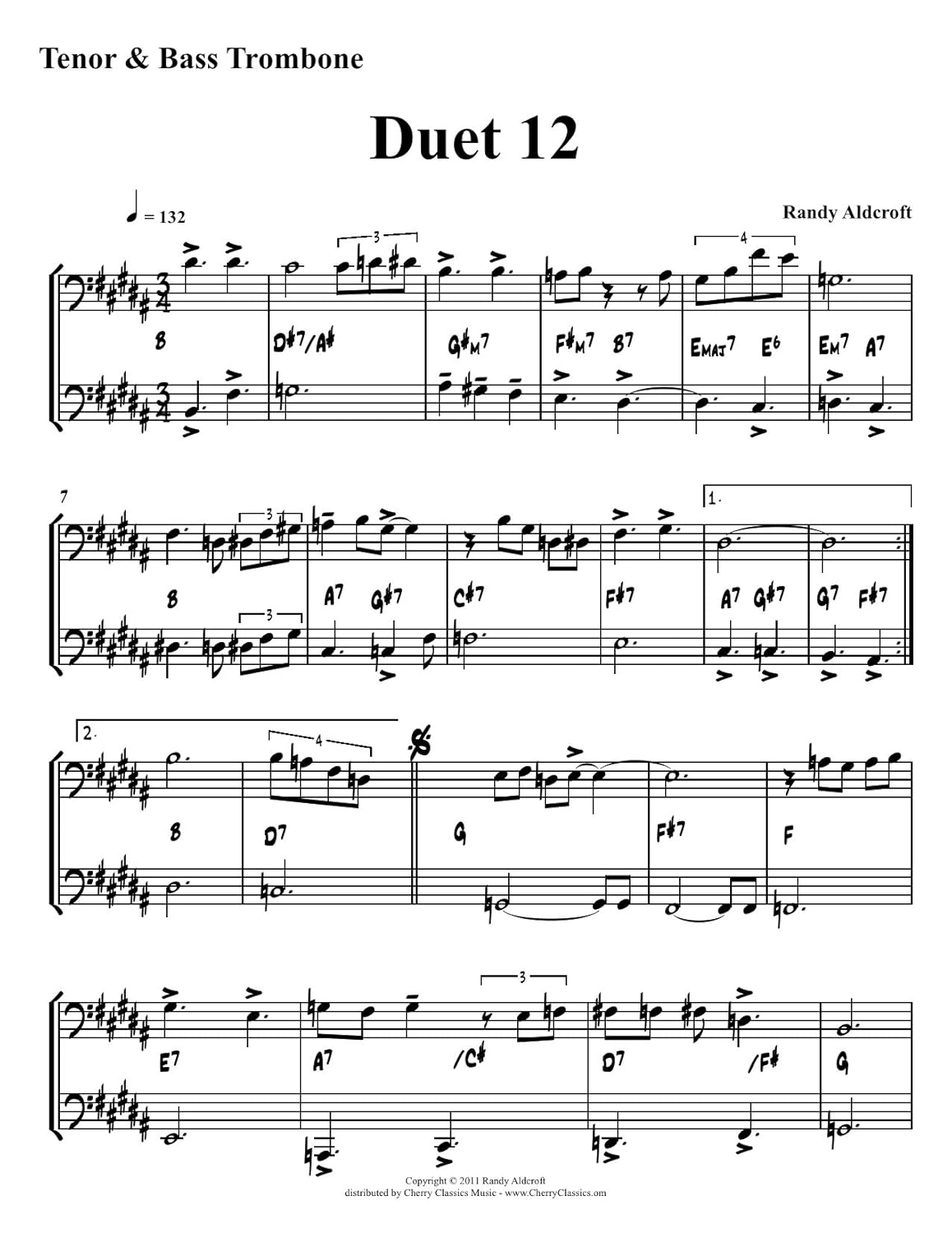 Aldcroft - 12 Famous Jazz Duets for Tenor & Bass Trombone, Volume 1 by Randy Aldcroft (2011-05-23)      Sheet music – May 23, 2011
