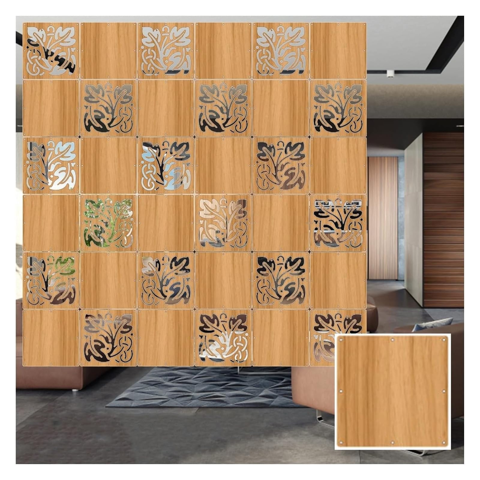 Hanging Room Dividers Wood Plastic, Room Separation Privacy Wall Partitions Panel Screen From Ceiling, Home Decor Hollow Screen Adornment for Living Room Bedroom ( Color : Natural b , Size : 24Pcs )