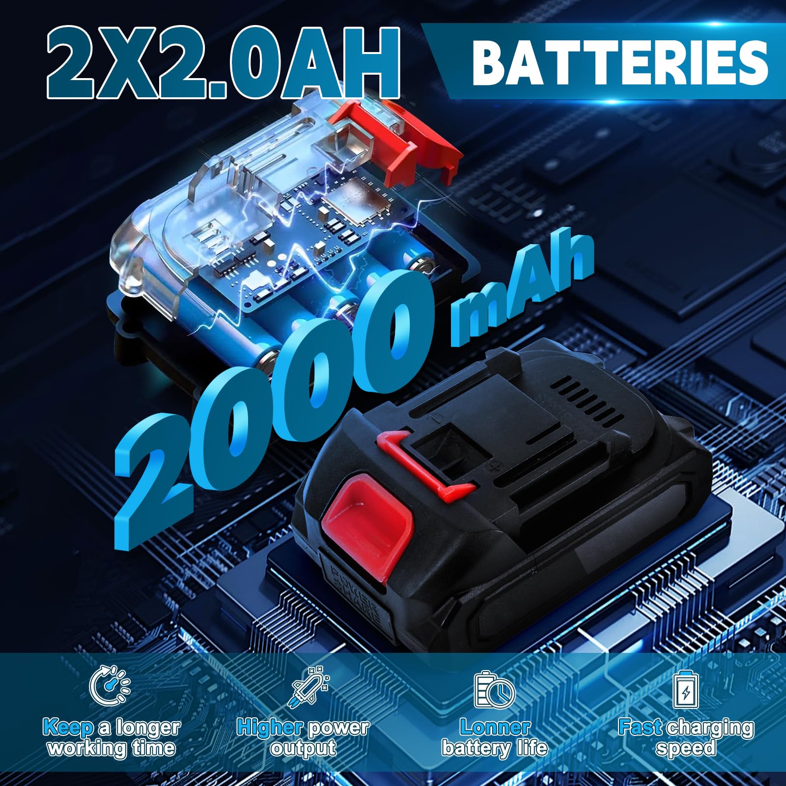 Astschere mit 8ft Verlängerungsstange+2x 2000mah Batterie, Max. Öffnung 57 mm, 40 mm Schnittdurchmesser, LCD Display Elektrische Gartenschere für Äste, Blumen