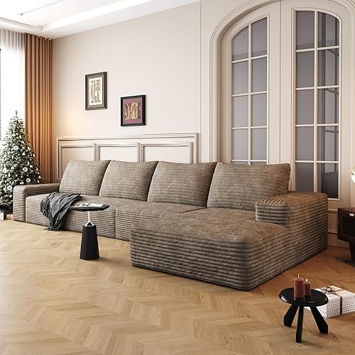 Miniatura 78 de Sofás seccionales de 96 pulgadas para sala de estar, sofá de nube tapizado en forma de L, sofás modulares modernos con diván (negro, 96 pulgadas de