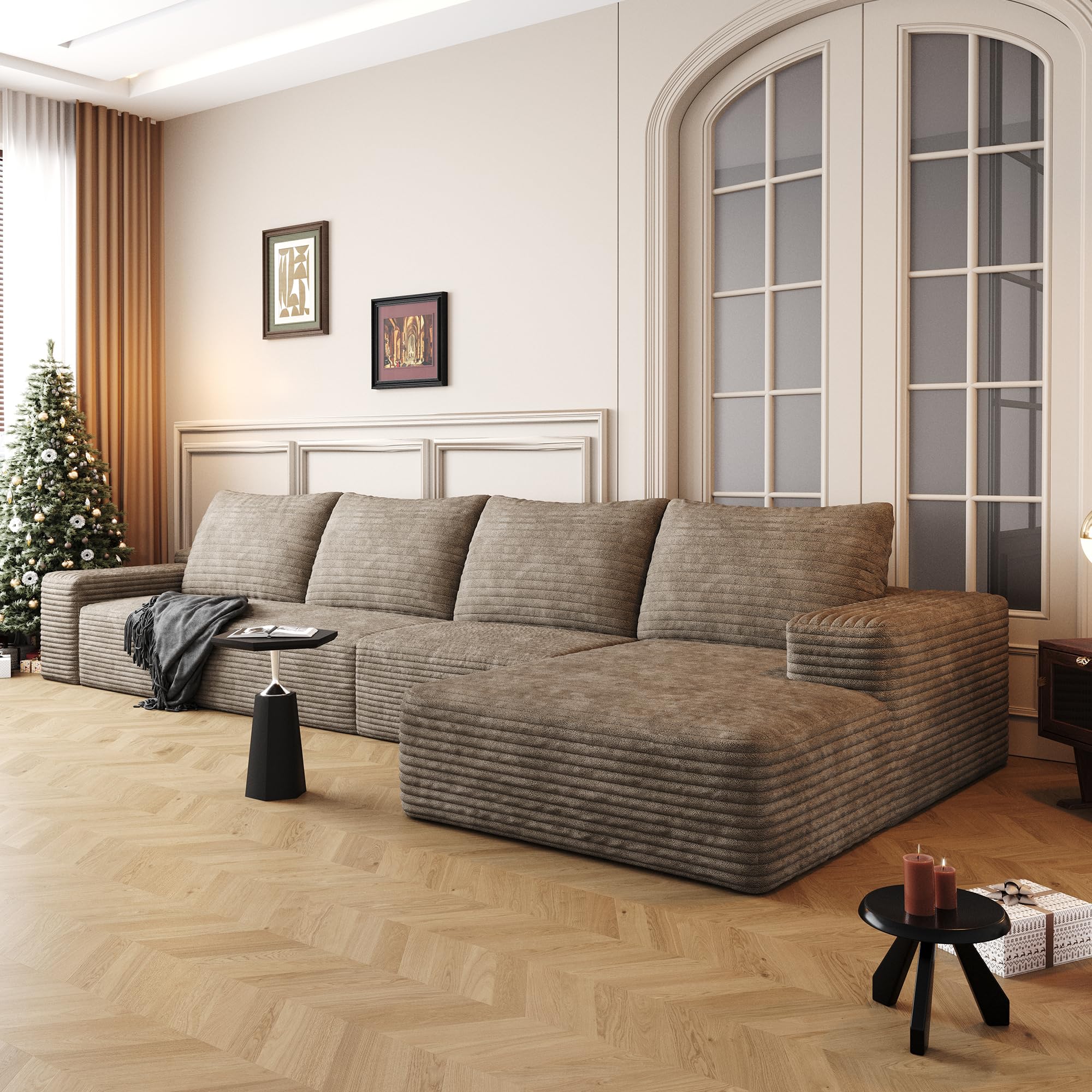 96" Sectional Couches for Living Room Cloud Couch Sofa with L-Shape Upholstered Boneless Couchs Modern Modular Sectional Couch with Chaise