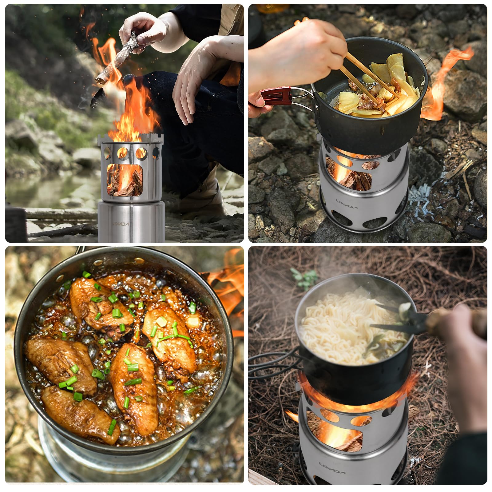 Lixada Fornellino da Campeggio Ultraleggero Portatile Acciaio Inossidabile Fornelli Stufa Per Campeggio Picnic (Due ripiani)