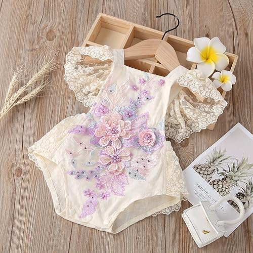 Miniatura 3 de IDOPIP Conjunto de ropa de 1er cumpleaños para niñas con estampado floral, estilo bohemio, con encaje, tutú y diadema de princesa