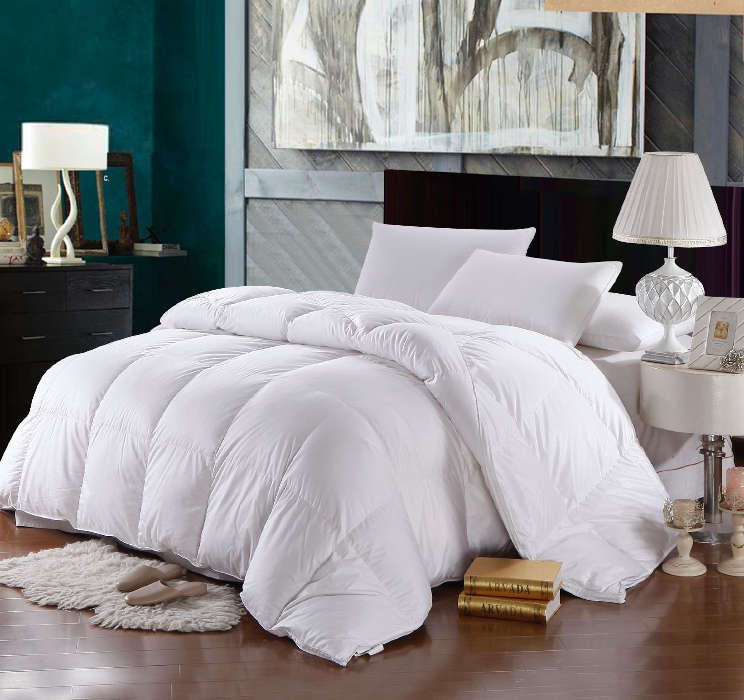 LINENWALAS Super Soft Duvet in Goose Down and Feather, Best Duvet for Extreme Cold Winters of Mountains, White Blanket, 1 Pc White Duvet (Double 90x100 inch)