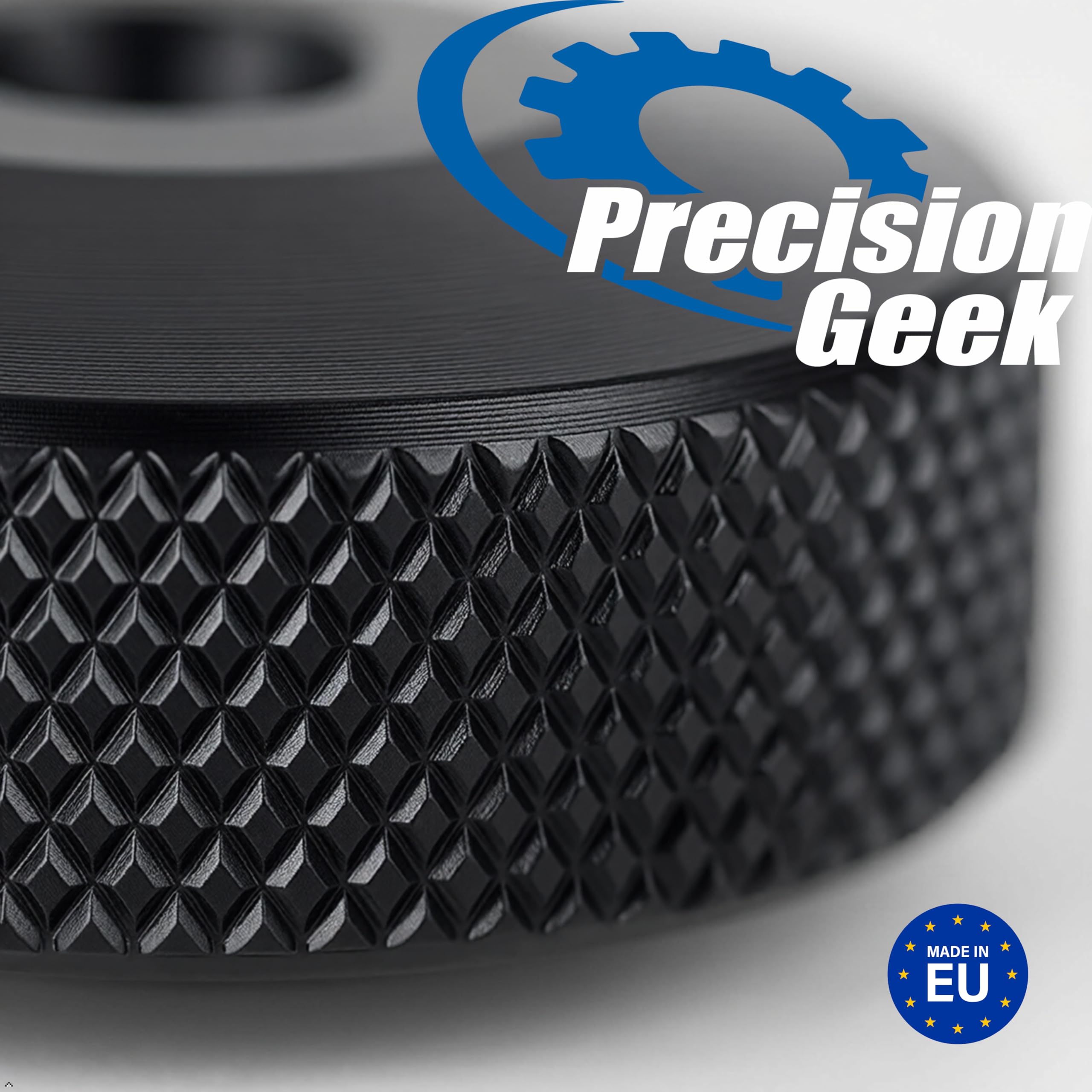 PrecisionGeek - Picos de Altavoz Grandes de Aluminio anodizado Negro M8, Cono de 20 mm de diámetro, Almohadillas de Altavoz de 20 mm de diámetro con Bordes con Acabado moleteado