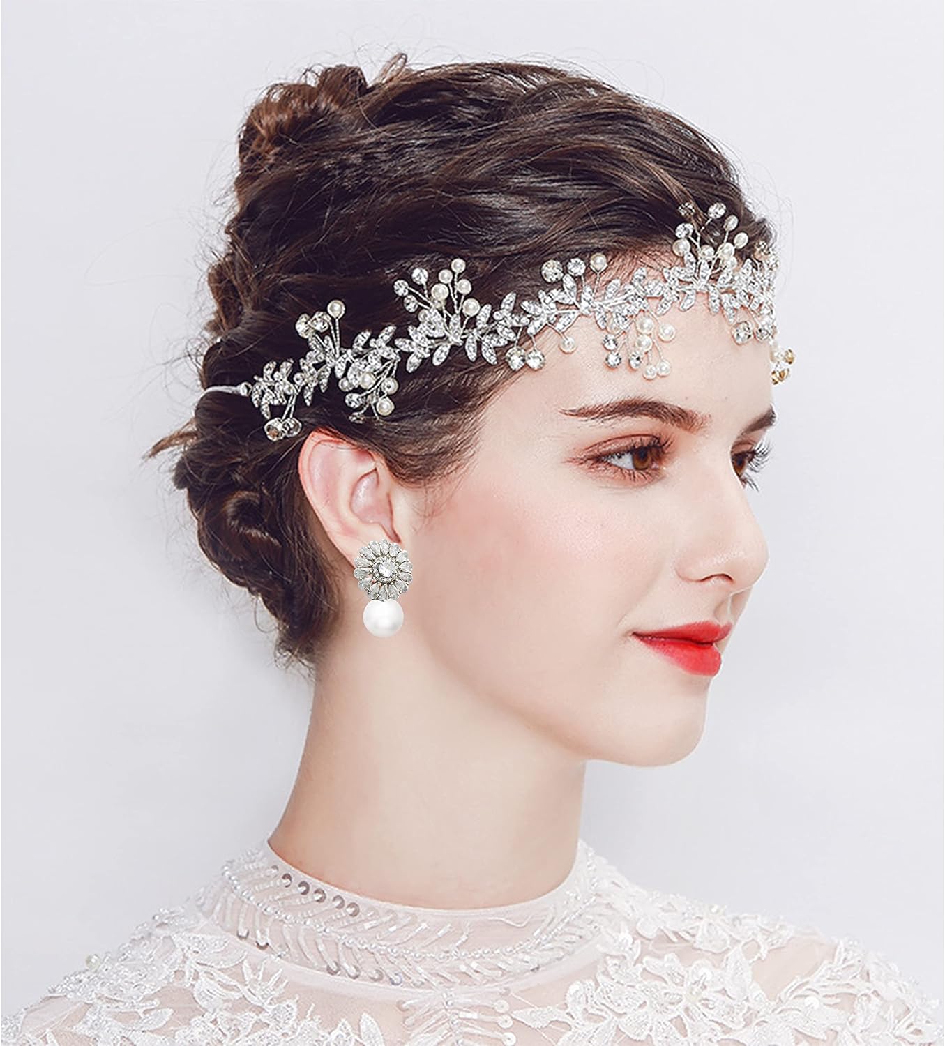 Pearl Dangle Drop Earrings for Wedding Brides Bridesmaids,Cubic Zirconia Pearl Drop Earrings for Women Prom Jewelry Gifts - Image 3