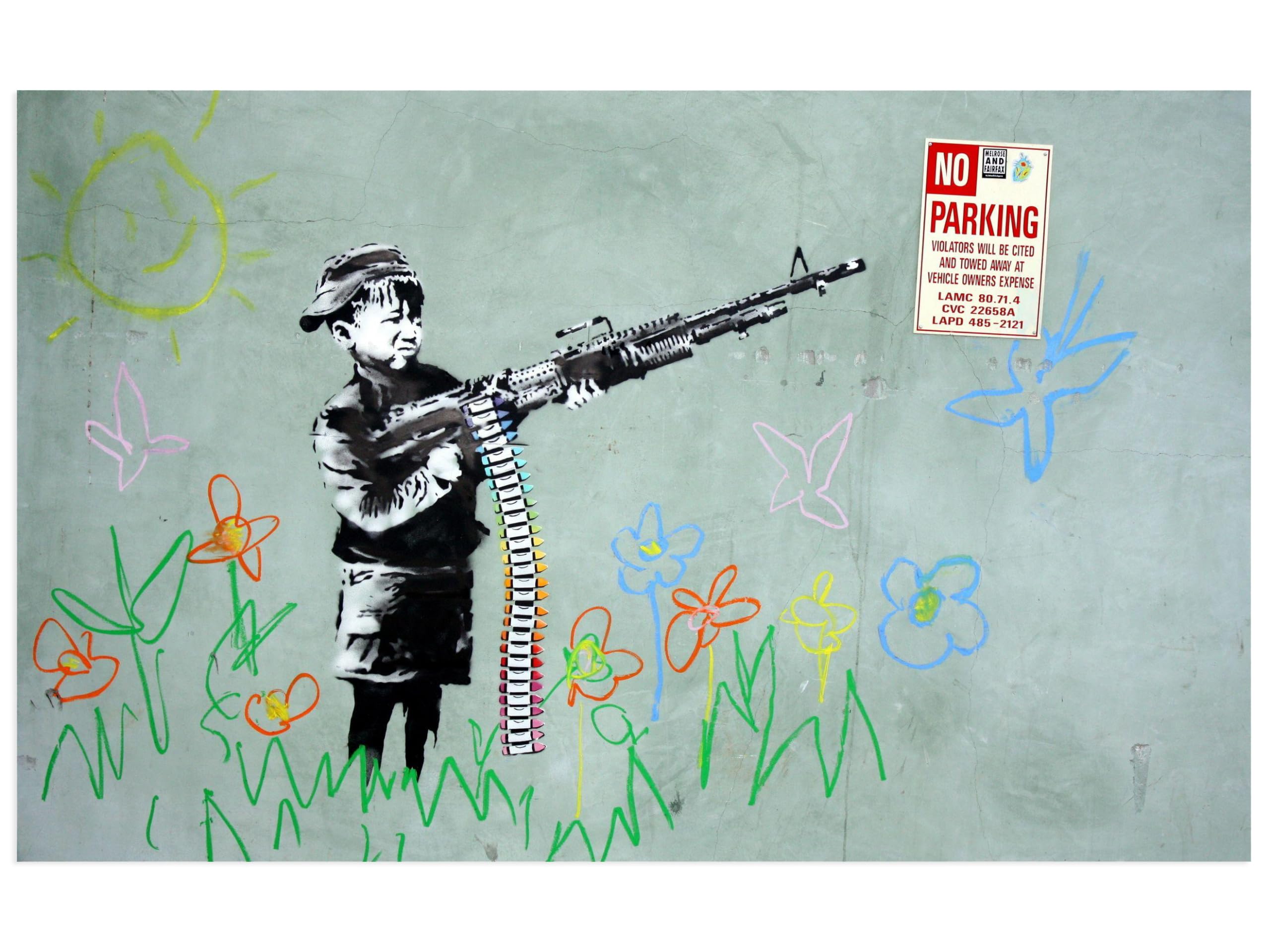 Komonee Boys Crayon Banksy Mural Street Art Graffiti Wall Print Picture Modern Artwork Large Poster A2 Size