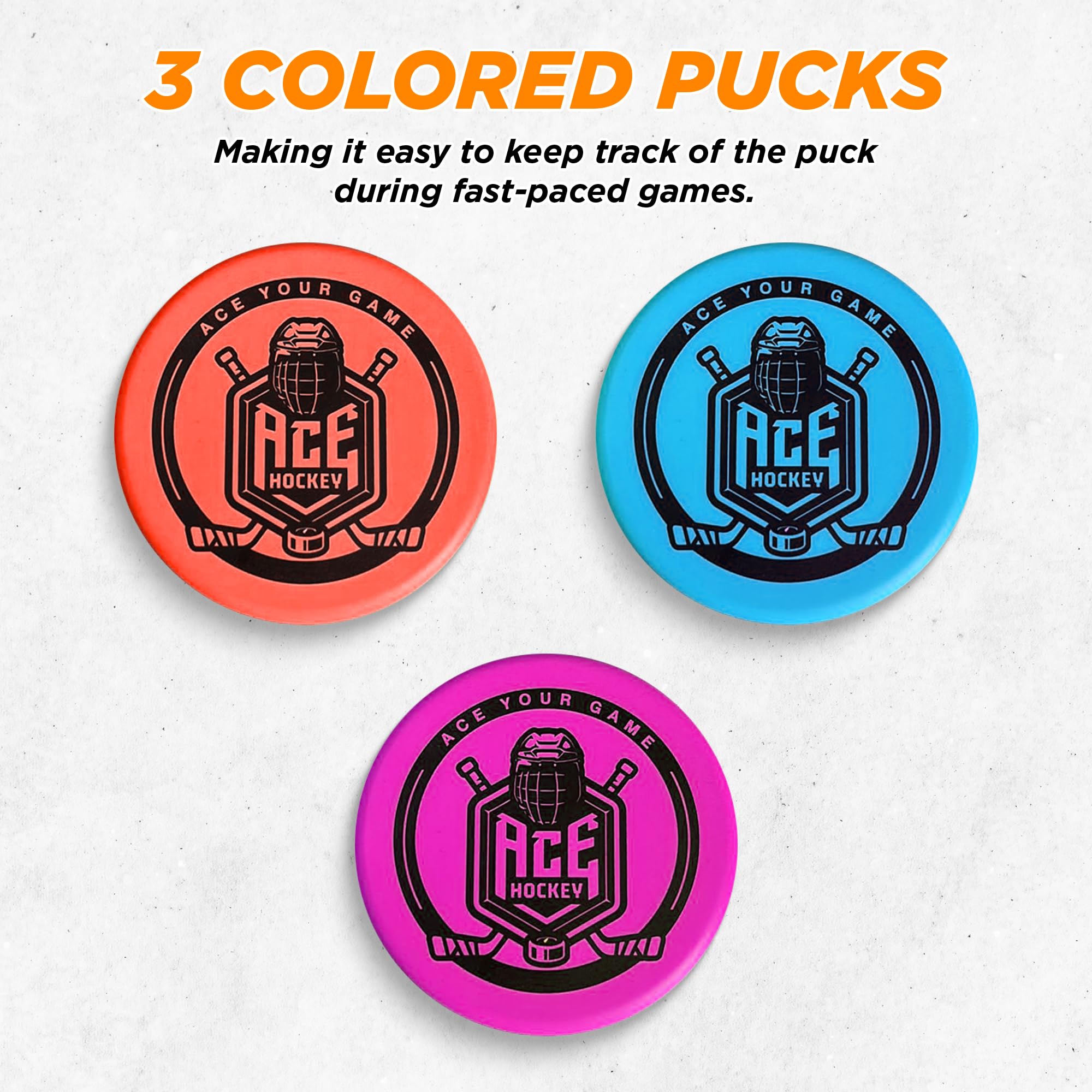ACE HOCKEY Foam Pucks - Set of 3 Indoor Knee Hockey Pucks - Soft Hockey Pucks, Official Regulation Size 3