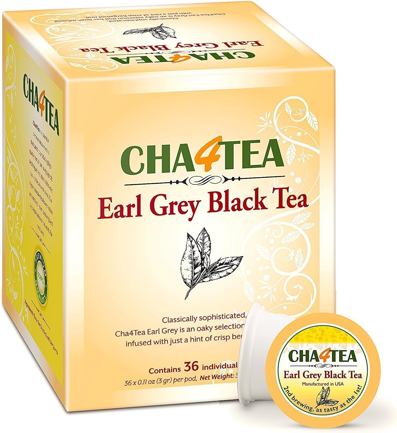 Cha4TEA 36Count Peppermint Tea Pods for Keurig KCup