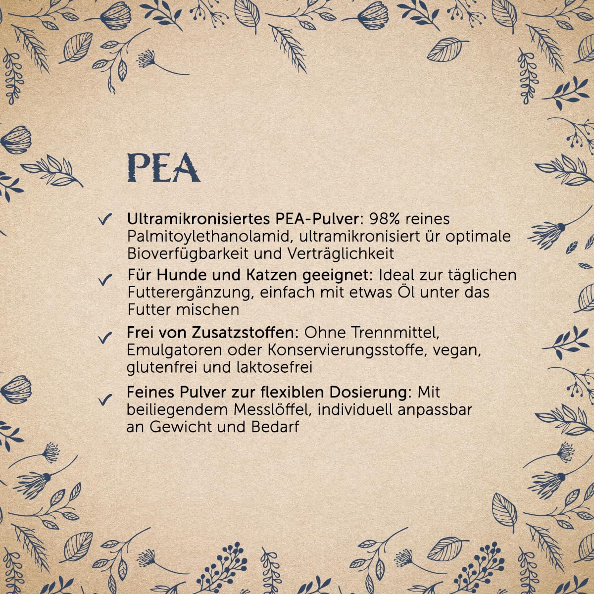 Waldkraft PEA Pulver für Hunde & Katzen – 36g Palmitoylethanolamid mit 98% Reinheit – Ultramikronisiert für hohe Bioverfügbarkeit – laborgeprüft & ohne Zusatzstoffe – vegan, glutenfrei & laktosefrei