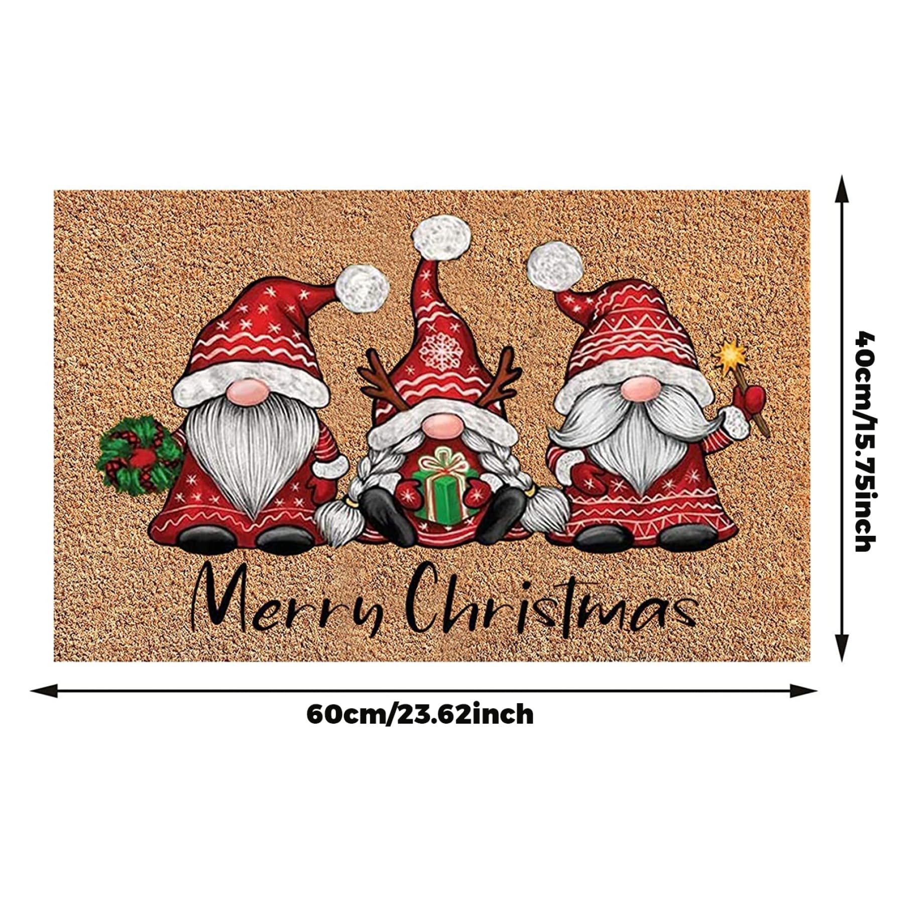 Alfombra navideña para Puerta, Alfombra navideña de 24x16 Pulgadas, Antideslizante, para Puerta de gnomo de Feliz Navidad, de Entrada de Terciopelo para Decoraciones navideñas