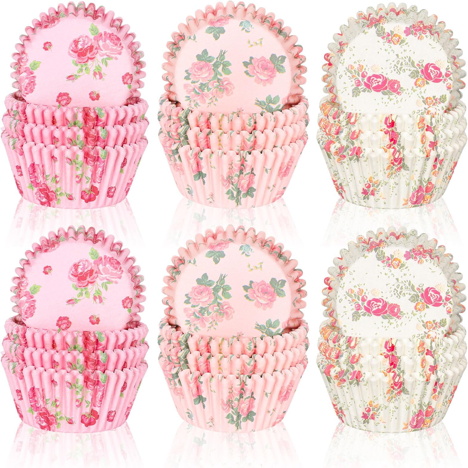 Jetec 800 Pcs Blue and White Flower Cupcake Liners Flower