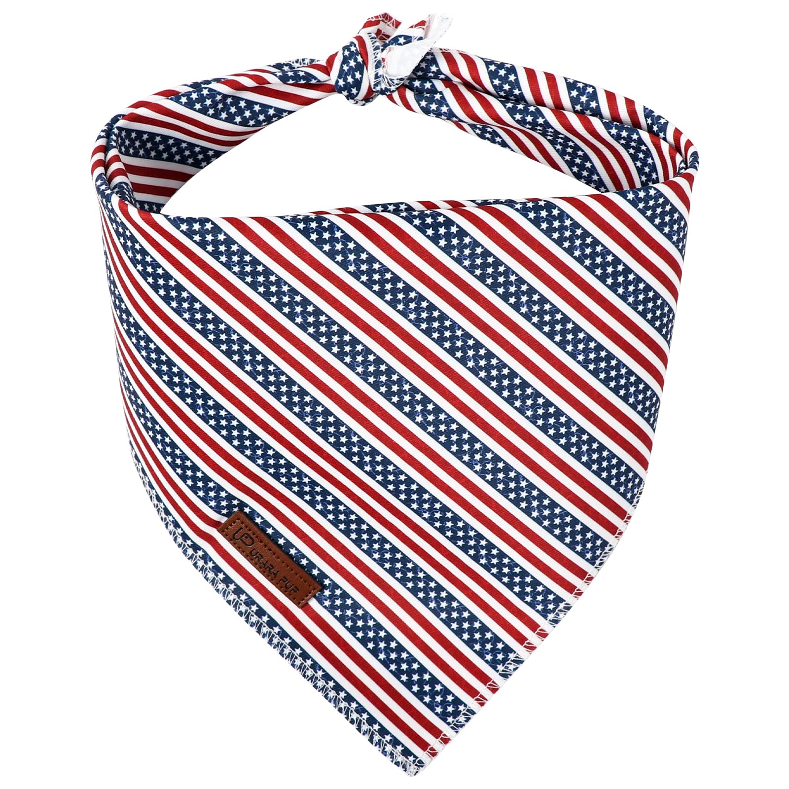 UP URARA PUP 4th of July Dog Bandana, Patriotic Puppy Bandana for Small Medium Dog, Cotton American Flag Pet Triangle Bid Scarf Kerchief for Girl Boy Dogs or Cats — image 1