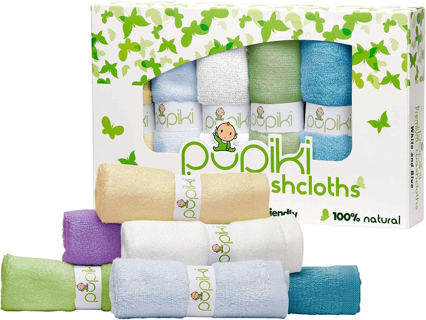 Baby Washcloths โ Soft Baby Wash Cloths for Face & Body, Gentle on Sensitive Skin โ Baby Towels with Rayon Made from Bamboo Fiber Reusable Washcloths 10 x 10
