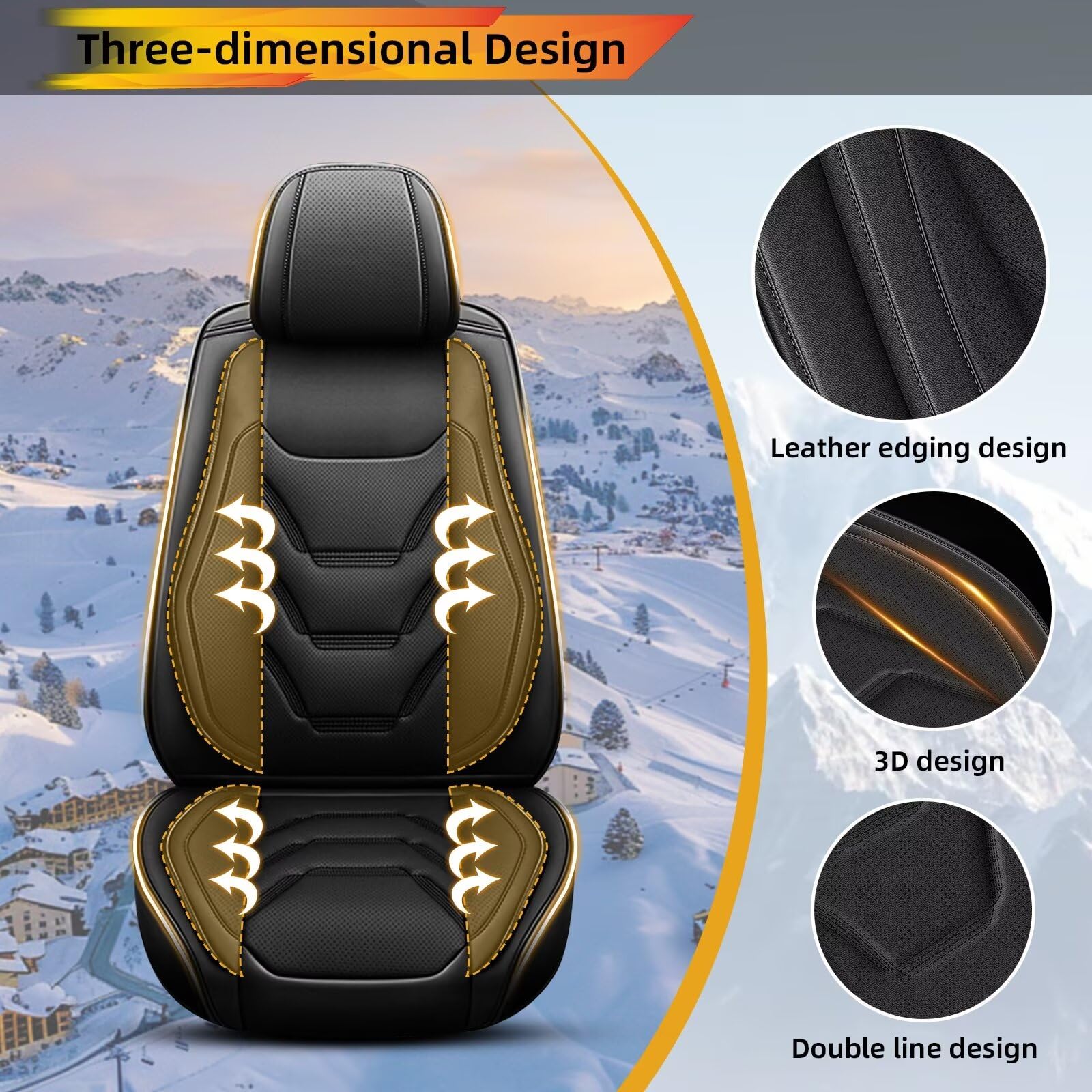 Car Seat Covers Full Set Fit for Ford Edge 2007-2025 2026 Luxury Faux Leather Automotive Seat Covers Waterproof — view 4