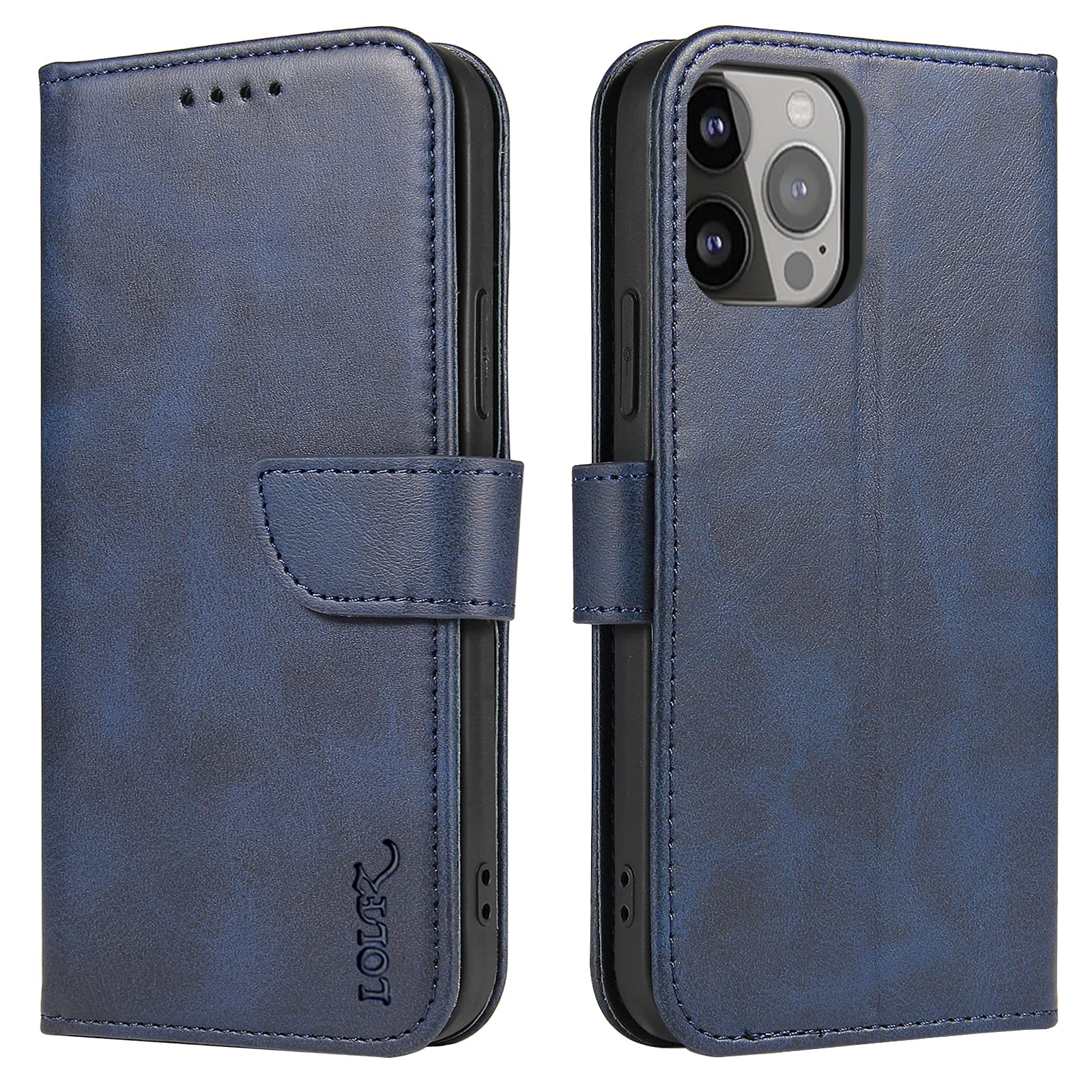 Custodia A Portafoglio Per IPhone 13 Mini In Pelle Vintage Blu - Cover A Libro Con Supporto E 3 Slot Carte - 5