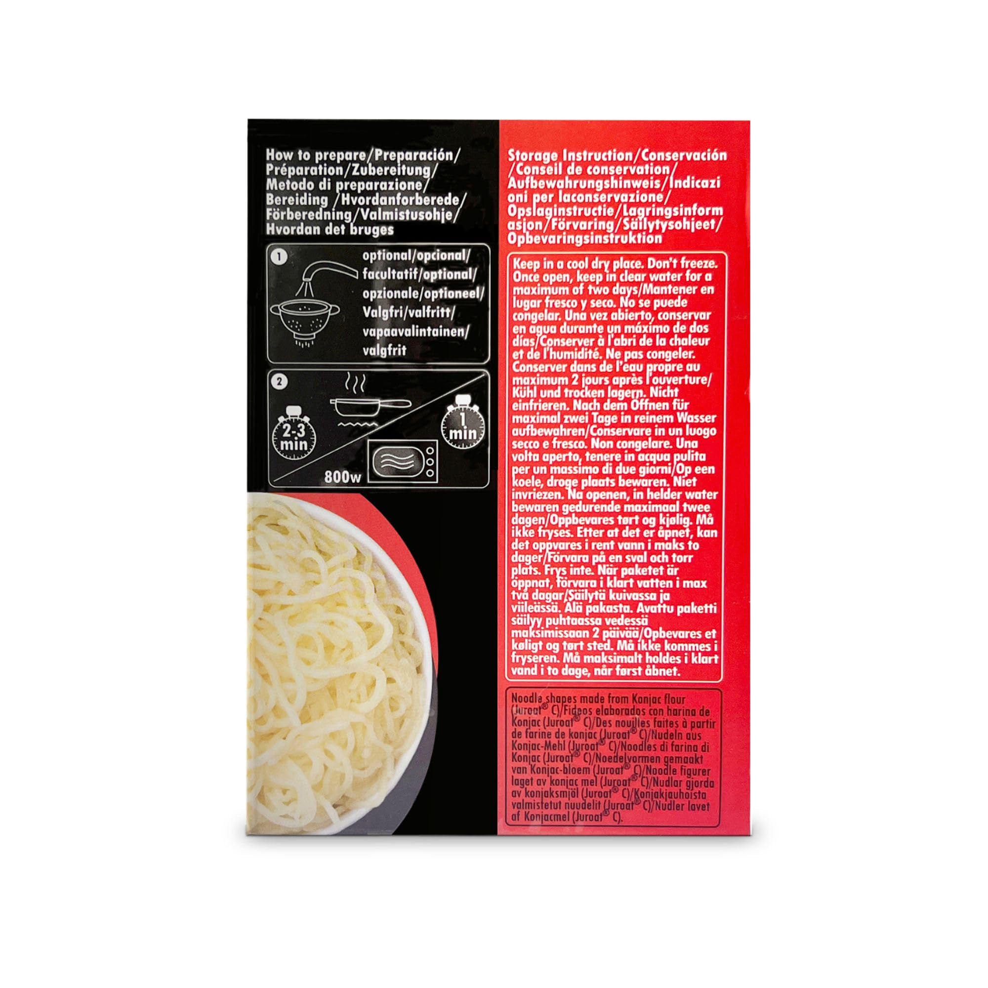 Noodles Shirataki Pasta Konjac 600 g 6 Raciones Bajo en Calorías Sin Azúcar Keto Low Carb