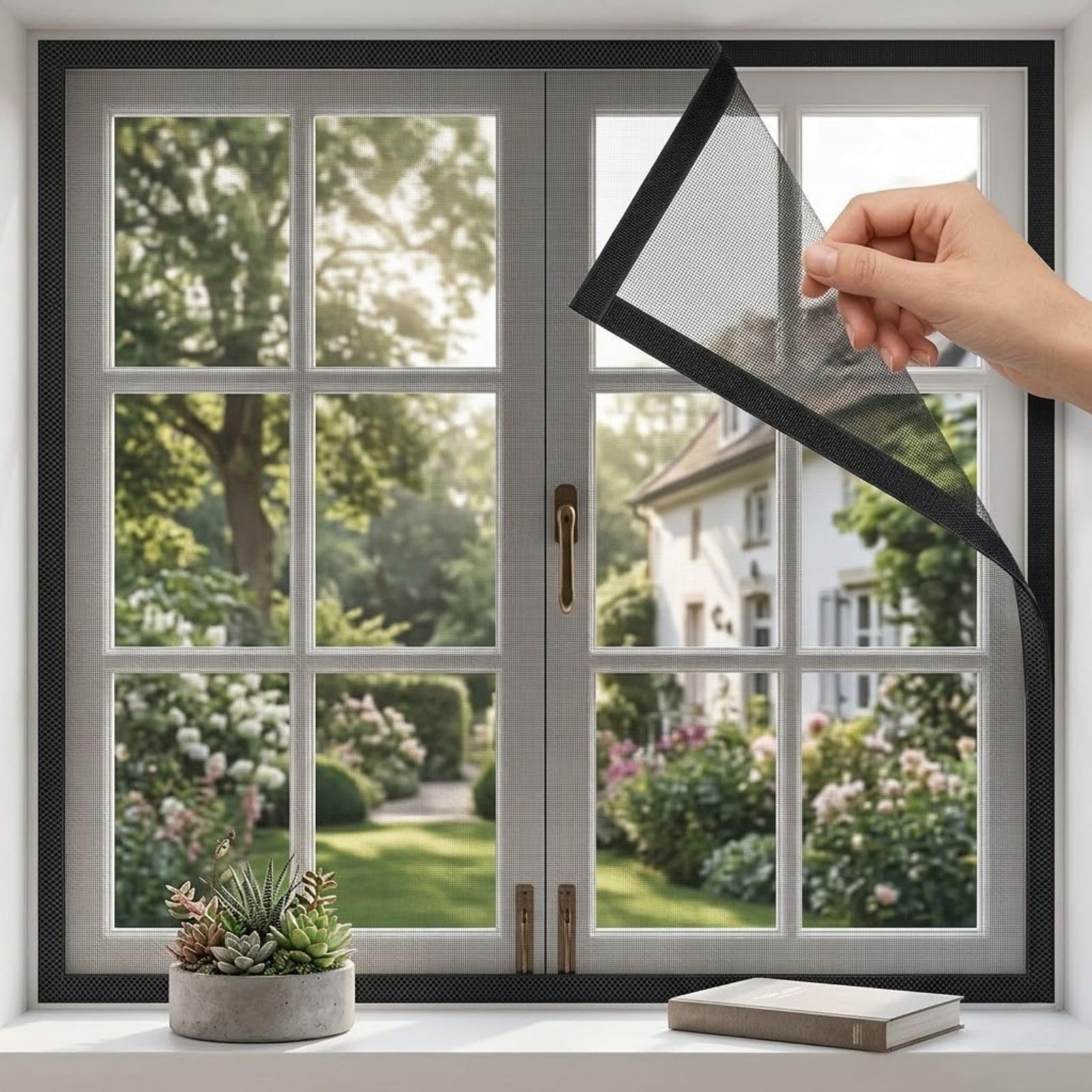 DIY Self Adhesive Fiberglass Screen, 50-200cm, Hook&Loop, Mosquito Pet, White/Black(Black,170x210cm)
