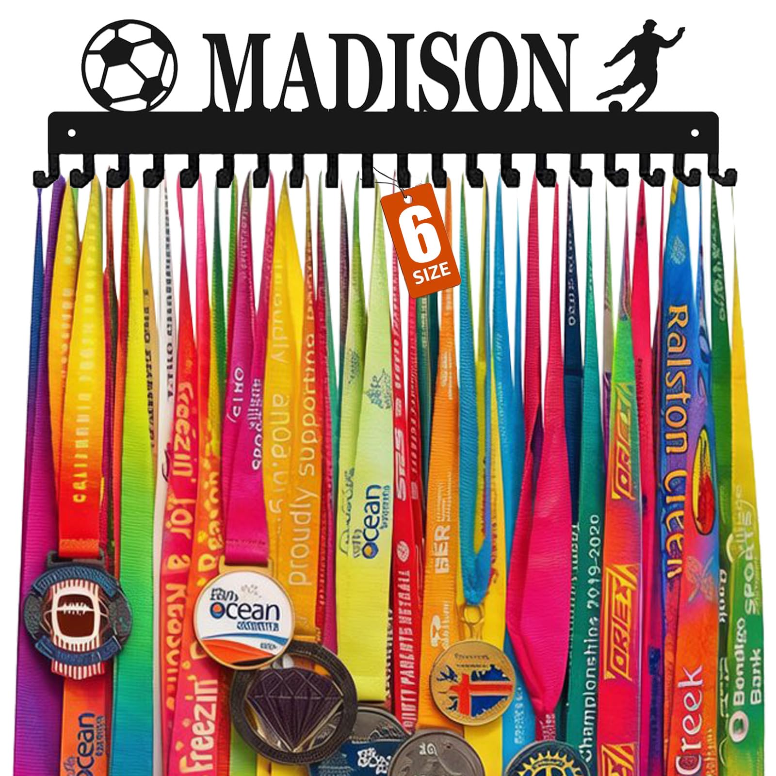 Personalized Medal Hanger Display with Trophy Shelf