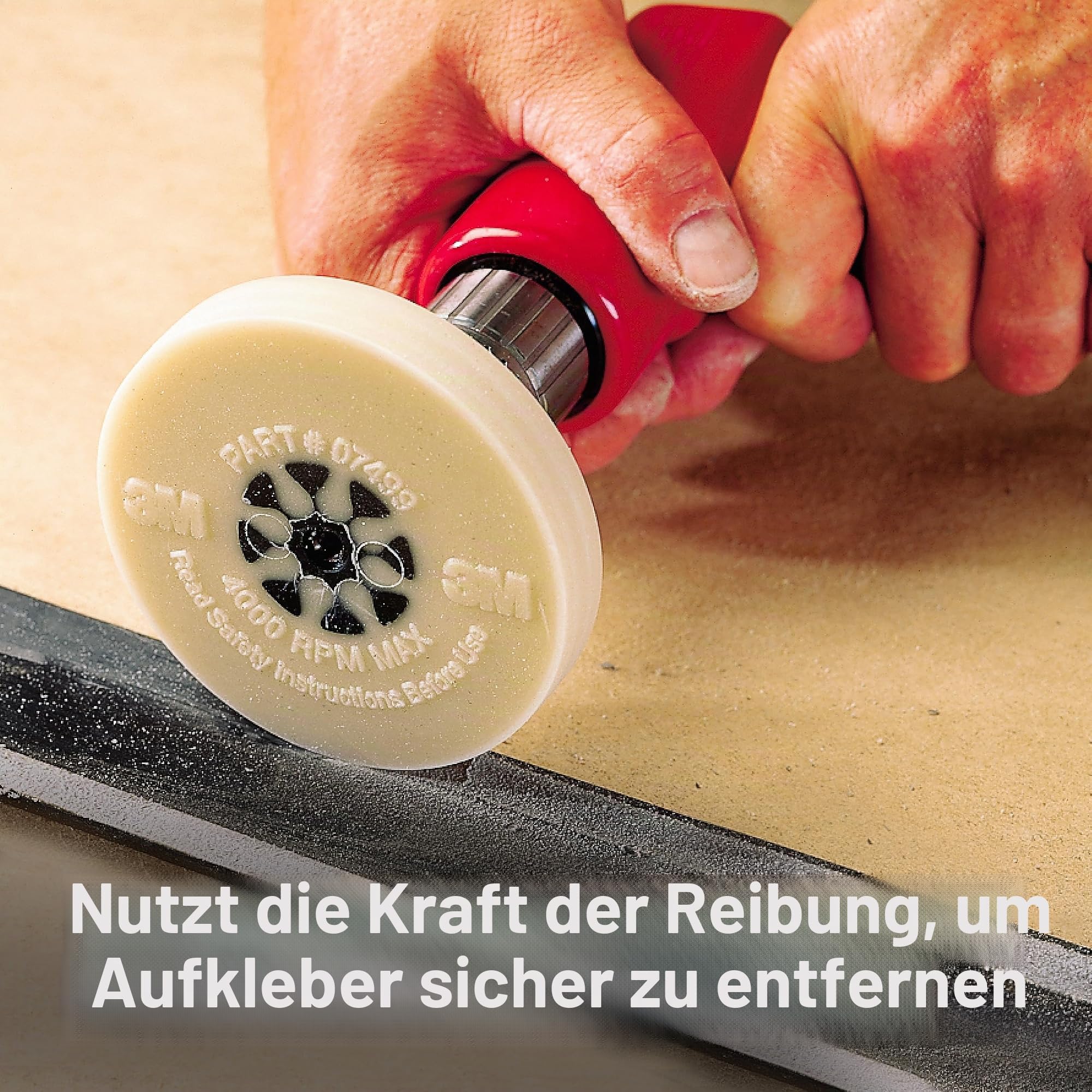 Cubitron 3M Stripe Off Wheel – Klebstoffentferner – Radiergummi – Entfernt Abziehbilder, Streifen, Vinyl, Bänder und Grafiken – 10,2 cm Durchmesser x 5/8 Zoll Dicke – 07499 – 1 Stück