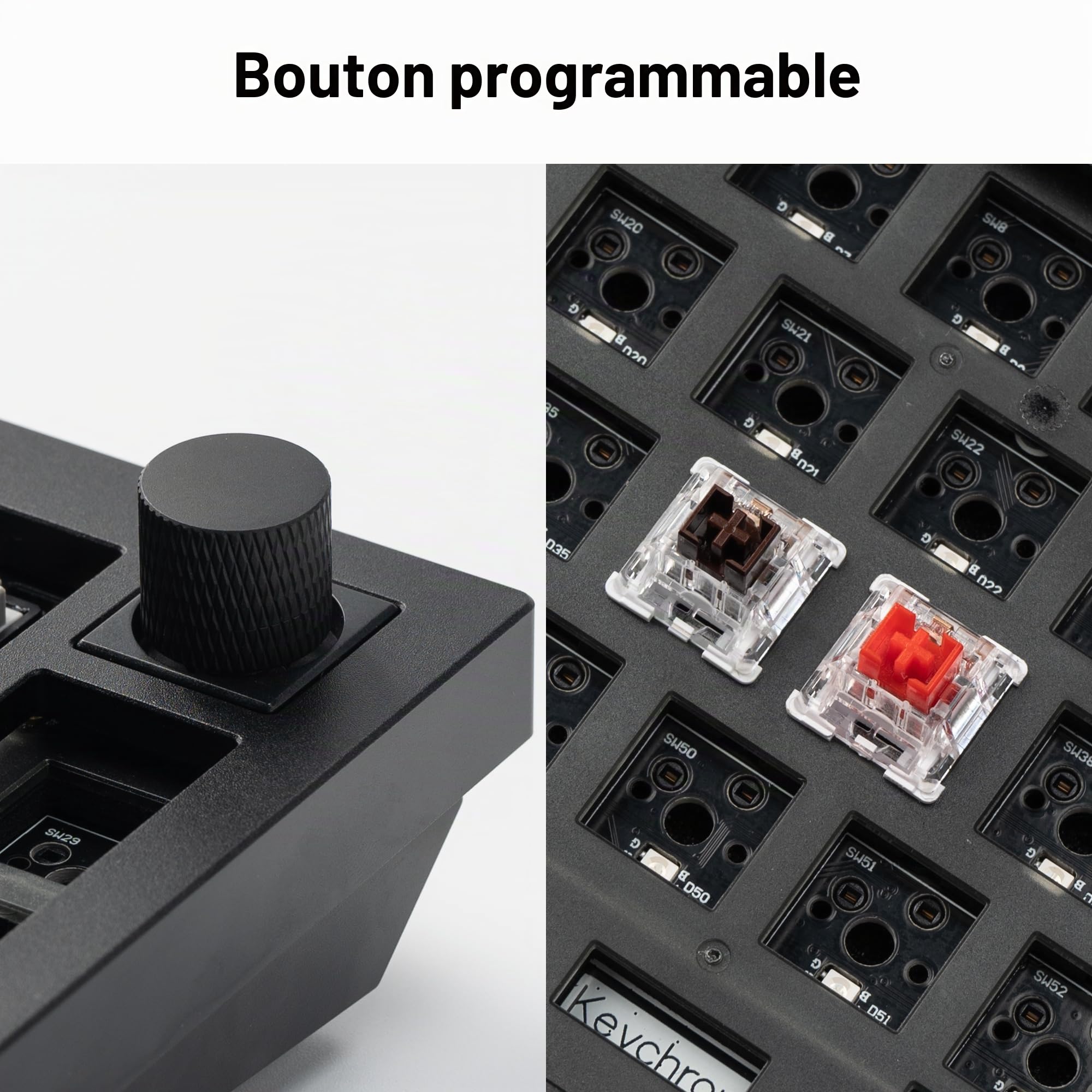 Keychron Q10 Pro Kit Clavier Mécanique Alice 75% en ISO, Corps en Aluminium CNC, Kit Barebone Gaming à Monter Soi-même, Programmable QMK/Via, RGB, Bluetooth 5.1/Filaire, pour Mac, Windows - Noir