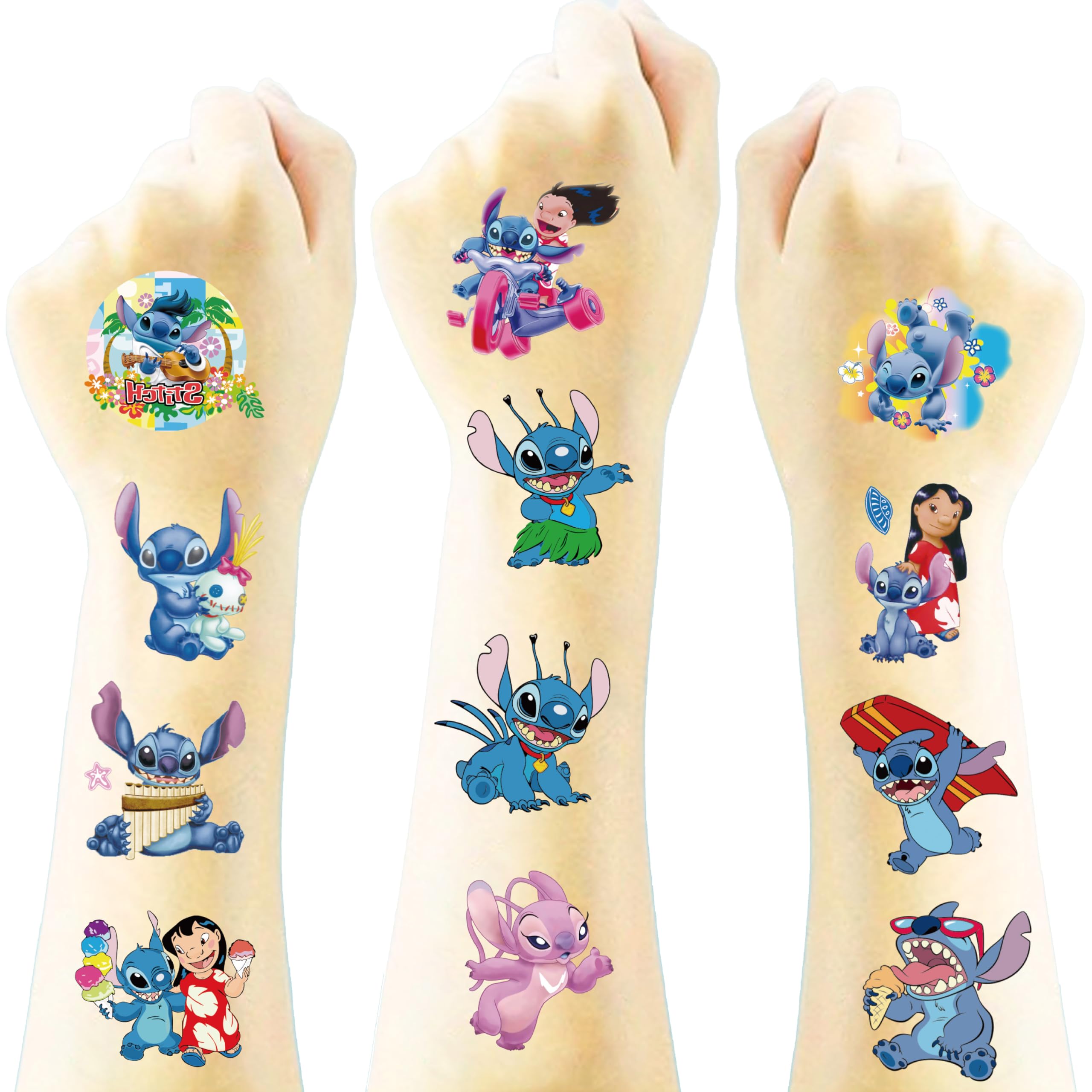 JCQAYB 100Sheets Stitch Temporary Tattoos Birthday Themed