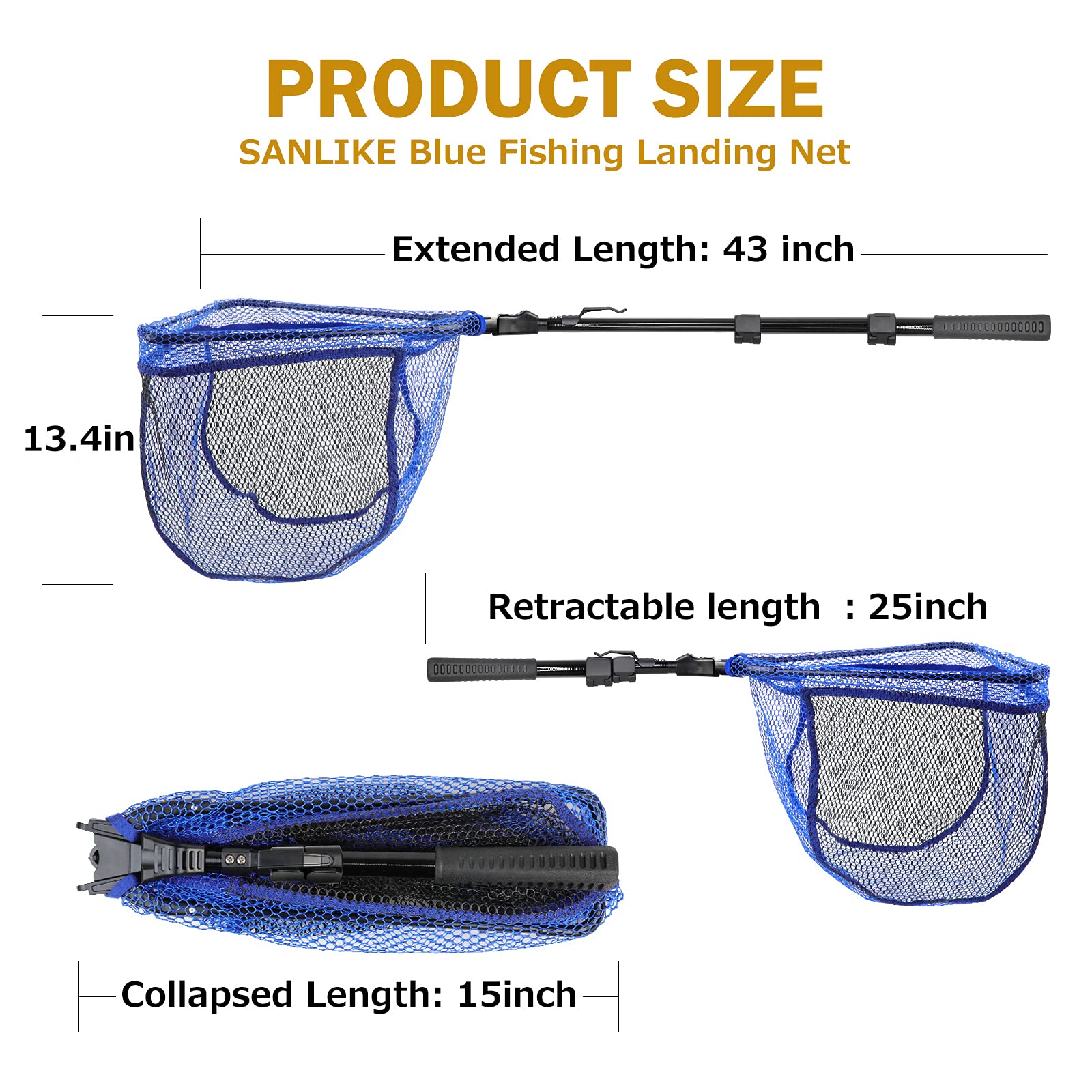 Buy SANLIKE Fishing Net Folding Landing Net with Telescoping Pole
