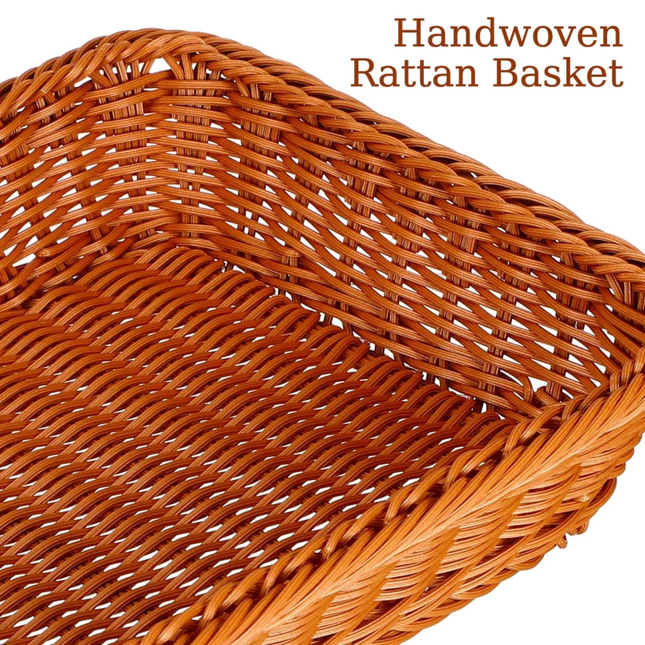 Cesta de pan tejida de mimbre para servir, cesta de pan de ratán de imitación con tapa acrílica, cesta tejida de mesa para servir alimentos, cesta de frutas para cocina y restaurante