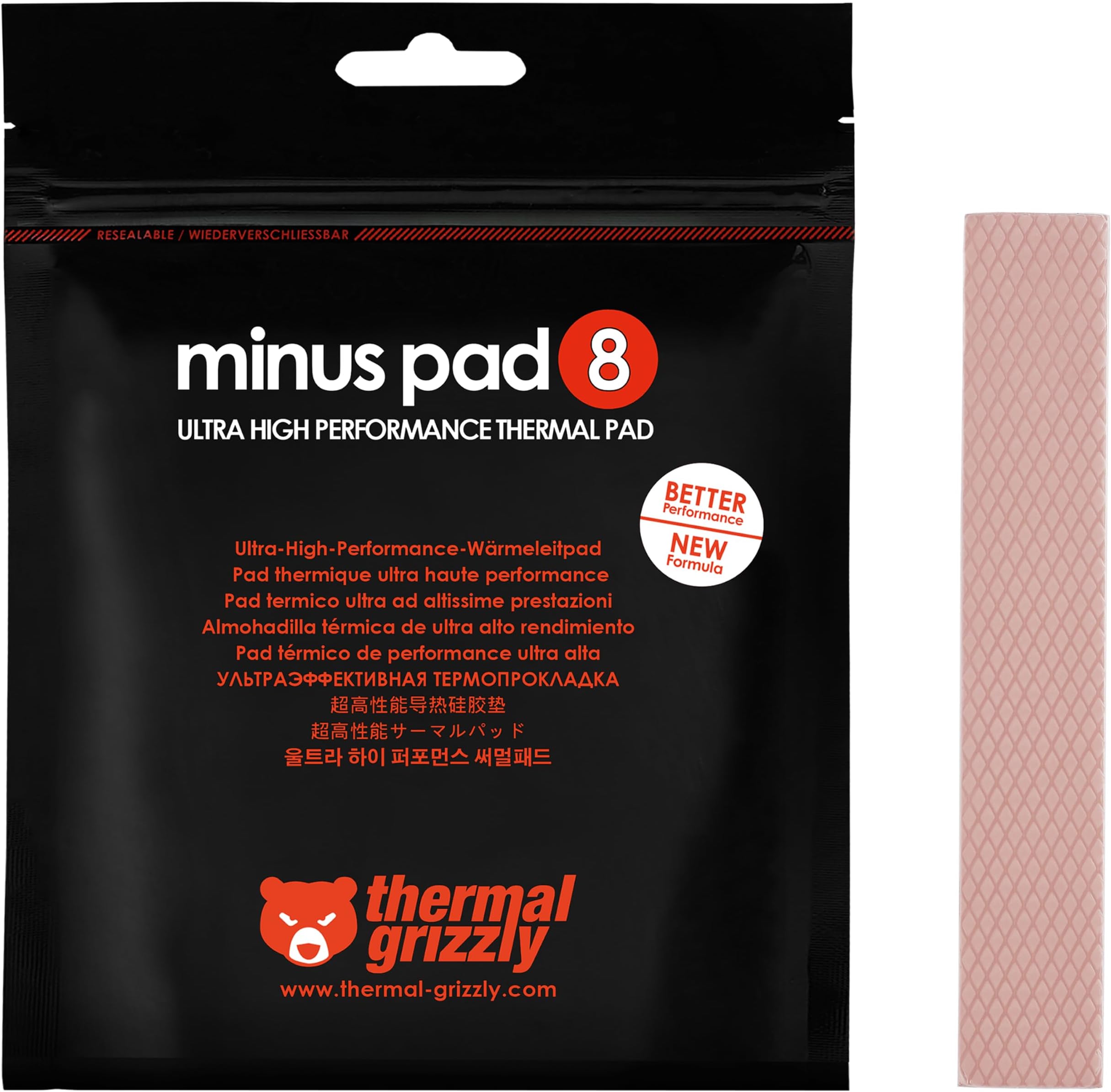 Thermal Grizzly - Minus Pad 8 (120x20x0.5mm) - Self-Adhesive Cooling Conductive Thermal Pad - Elastic and Adaptable Silicone Thermopad CPU/GPU/PS4/PS5/Xbox