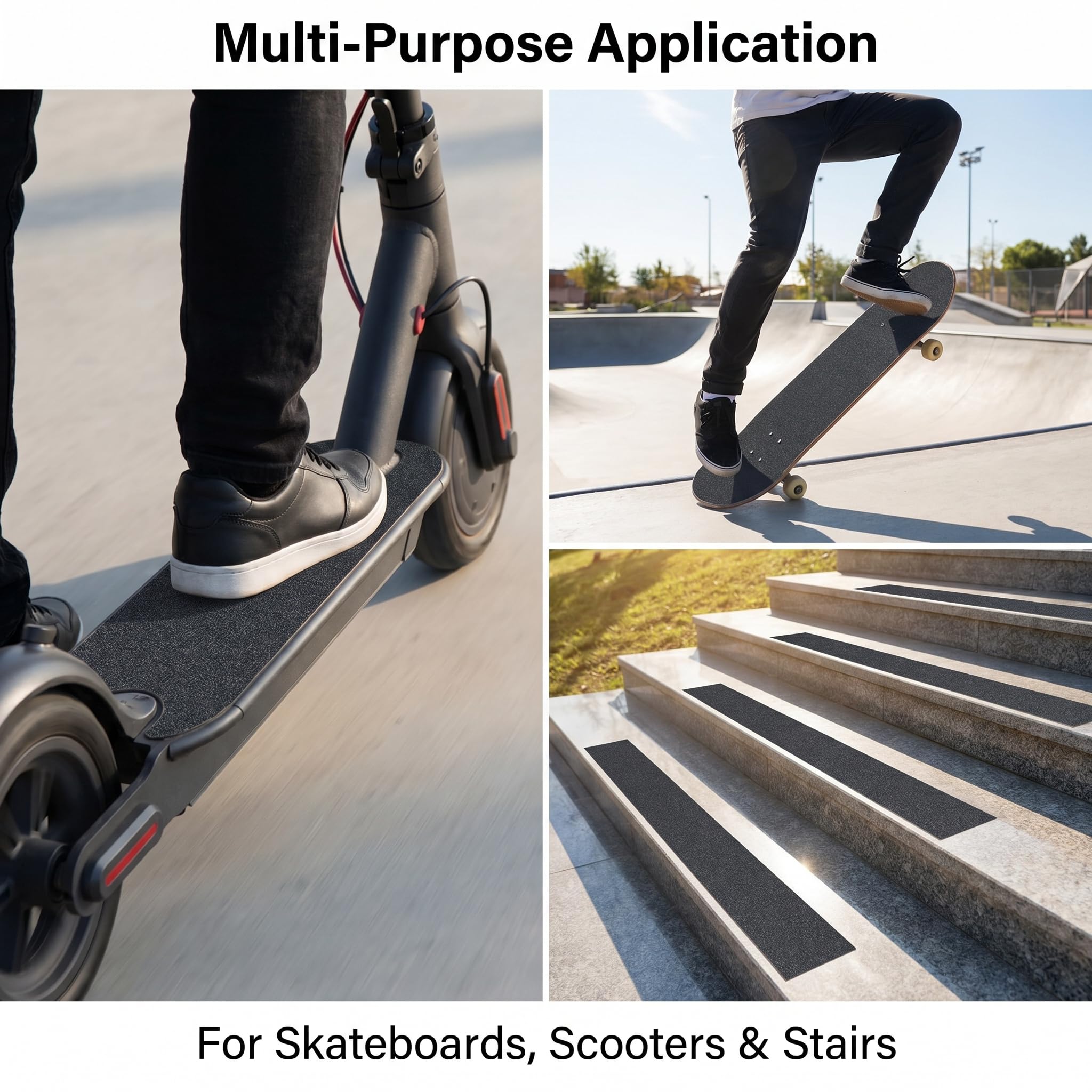 2 Pièces Skateboard Grip Tape Sheet Ruban De Skateboard Professionnel Papier De Verre Pour Skateboard Ruban De Skate Noir Pour Scooter, Marches, Fauteuil Roulant, Escaliers(81 x 21cm)