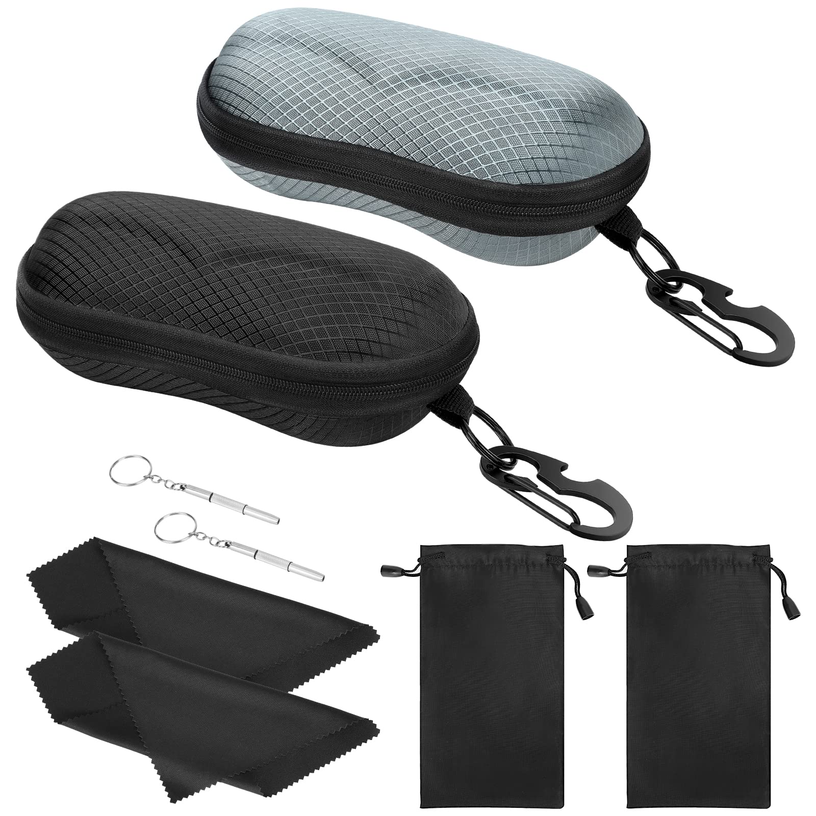 MoKo Semi Hard Shell Sunglasses Case, Unisex Protective Eyeglass Case Glasses Case Holder with Metal Hanging Hook