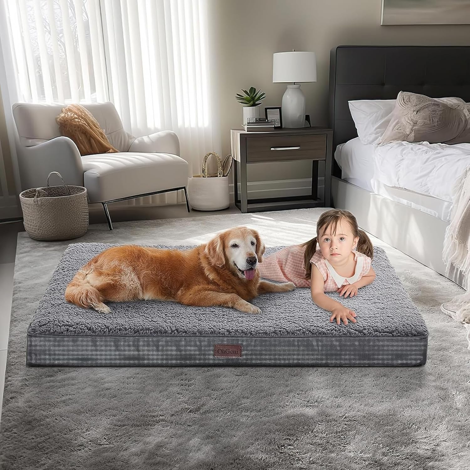 Orthopedic Dog Bed for Large Dogs with Egg Foam Support